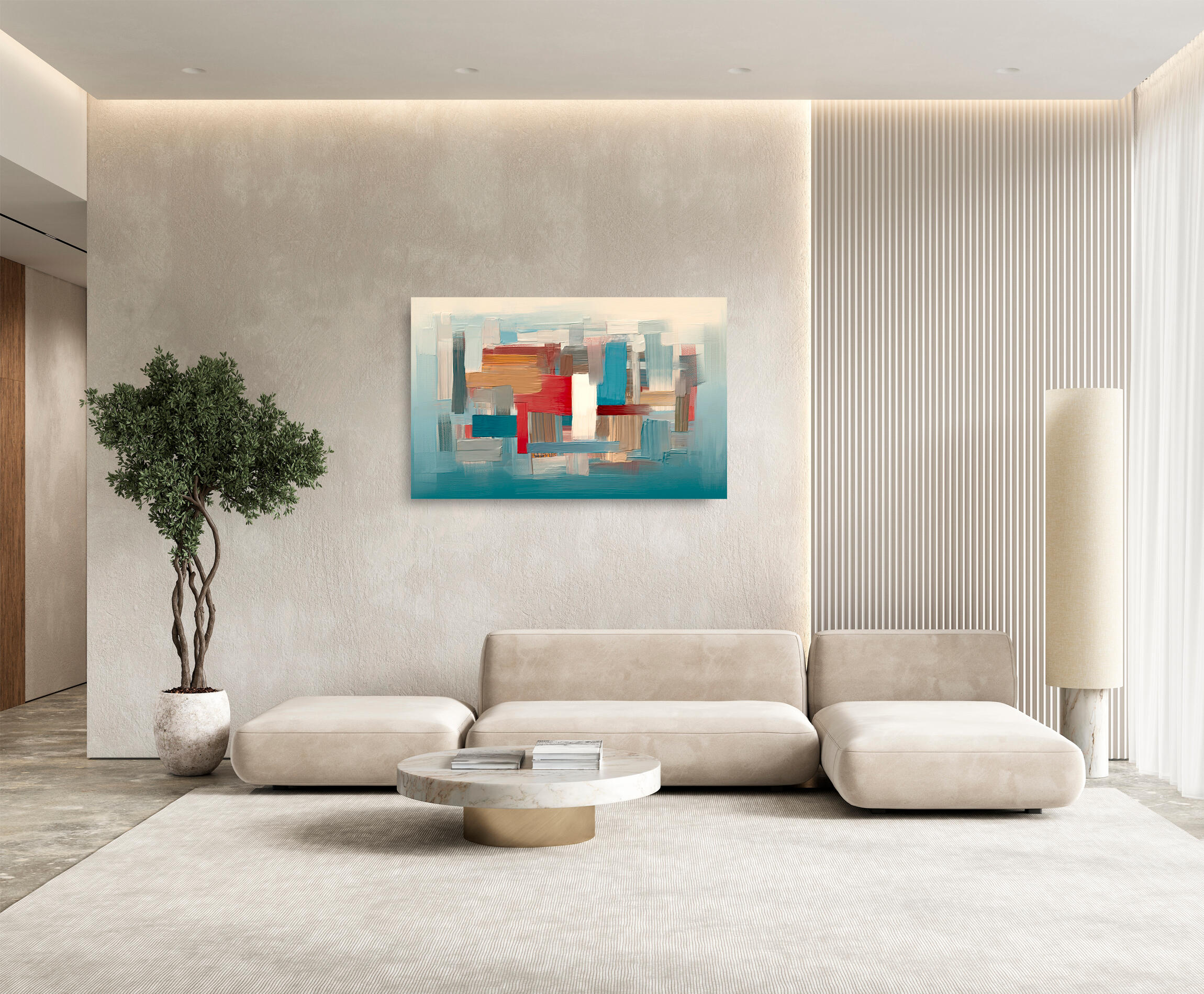 Pintura impresa sin marco mate abstracto al óleo 80 x 120 cm