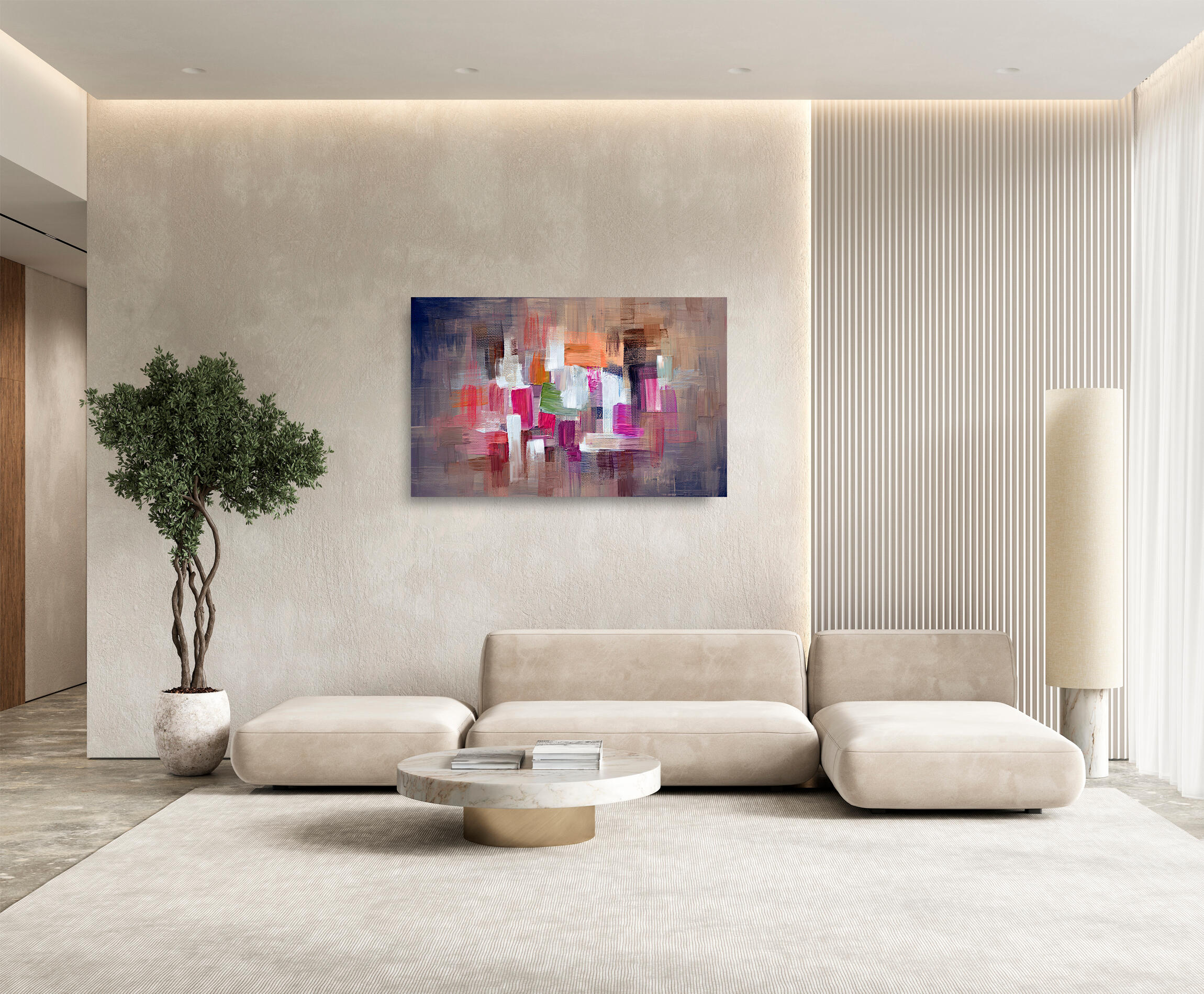 Pintura impresa sin marco mate abstracto estilo vintage 80 x 120 cm