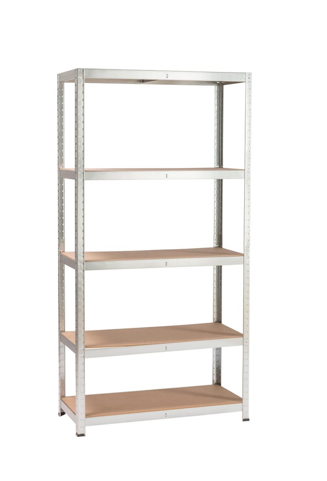Estante metálica cinza 5 prateleiras madeira 176x90x40 cm 175 kg Spaceo