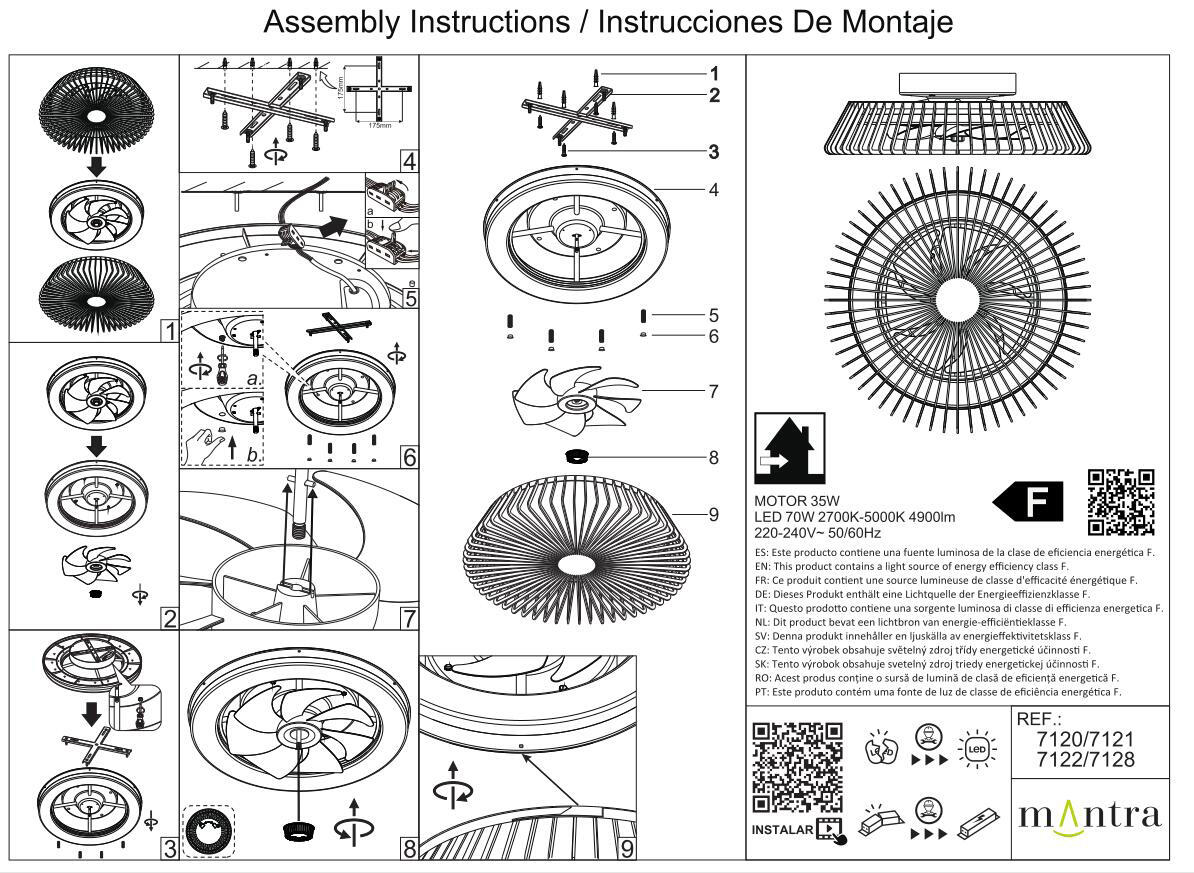 Ventilateur de plafond LED, Himalaya, 63 cm, MANTRA, noir - 4