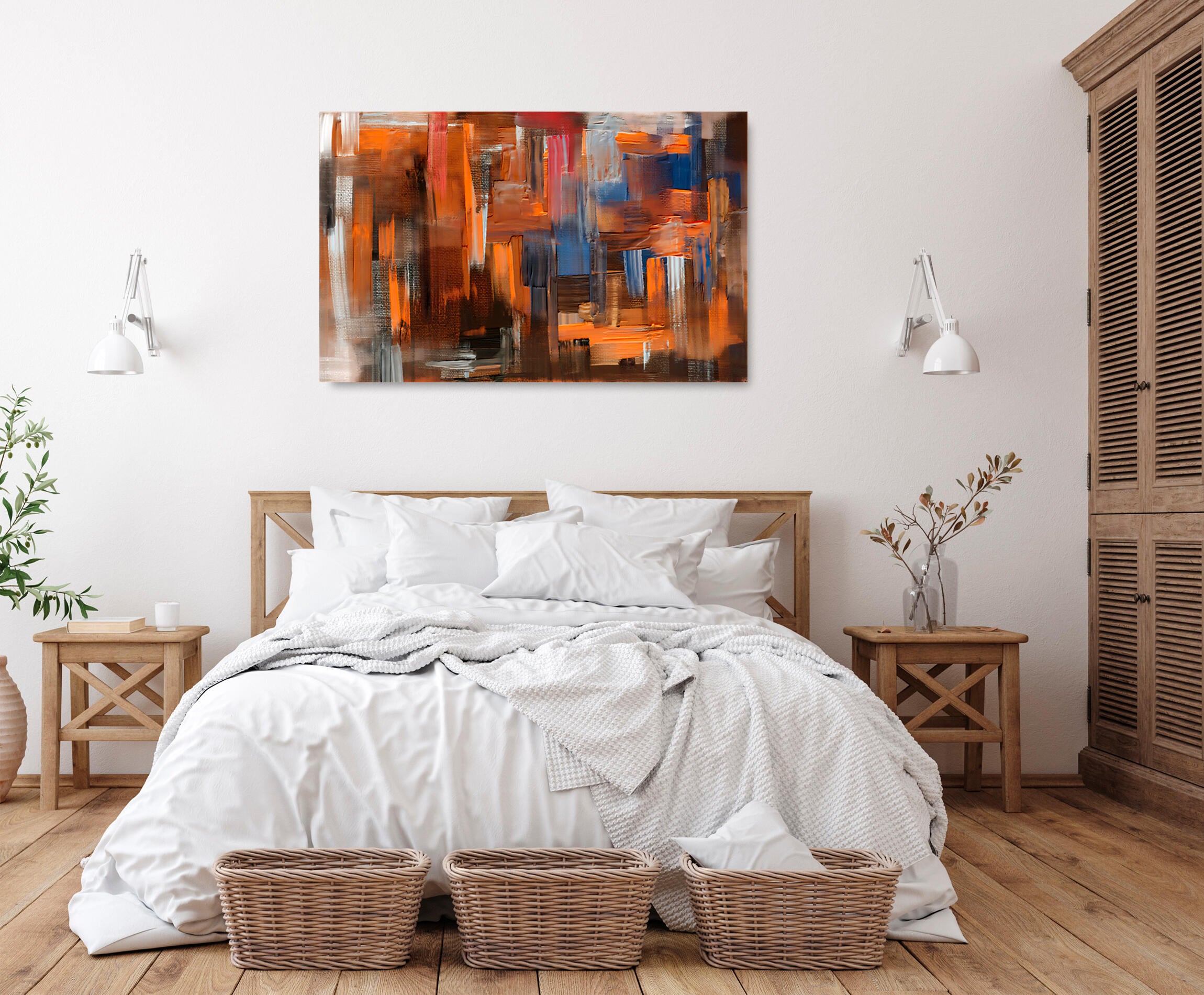 Pintura impresa sin marco mate abstracto naranja 80 x 120 cm