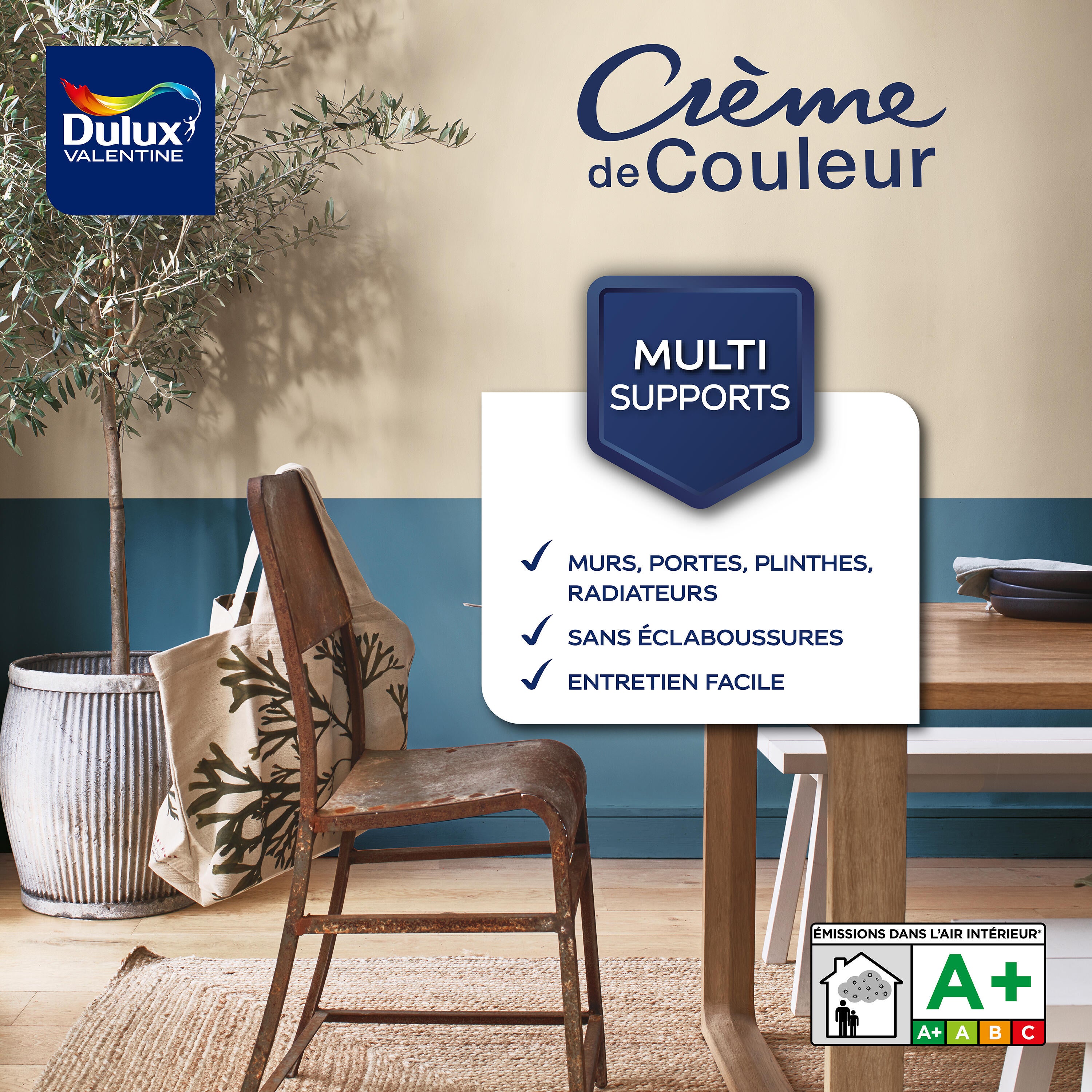Peinture mur, bois fleur de coton satin DULUX VALENTINE Crème de couleur 2.5L - 4