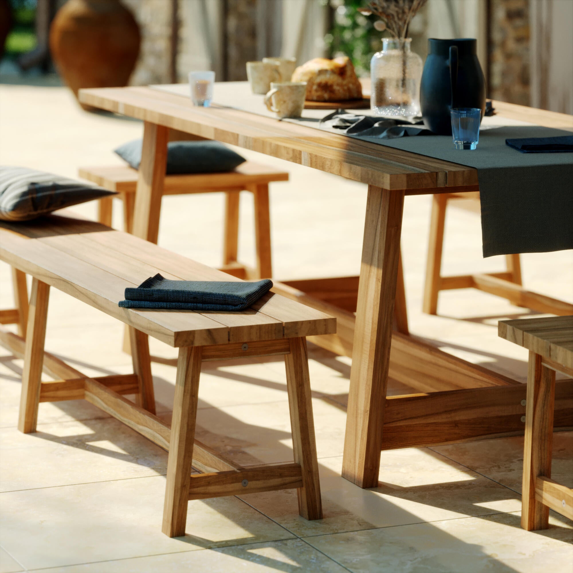 Mesa de jardín de acacia naterial farm ii de 220x76x100 cm