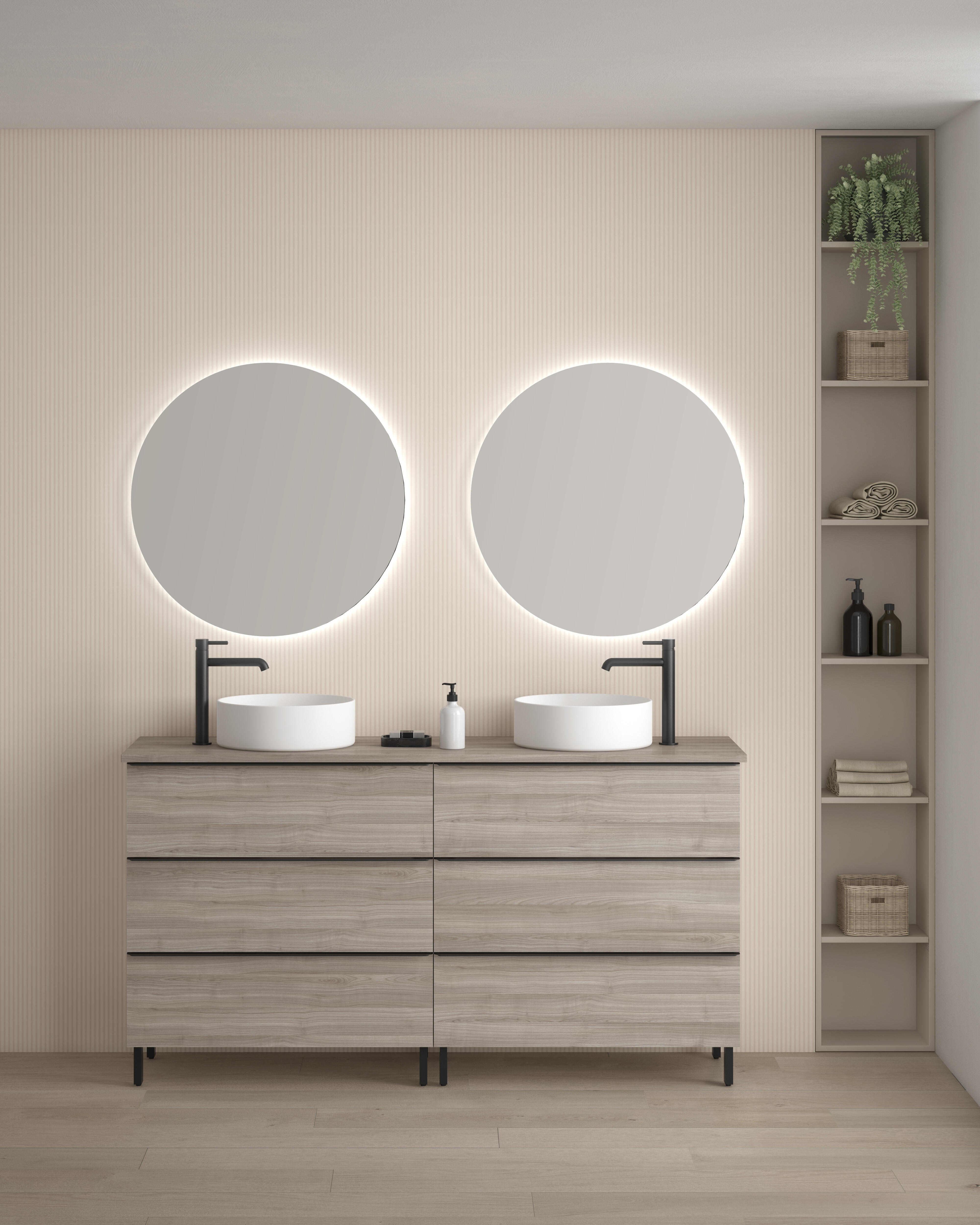 Mueble de baño con lavabo komplett nogal 160x45 cm