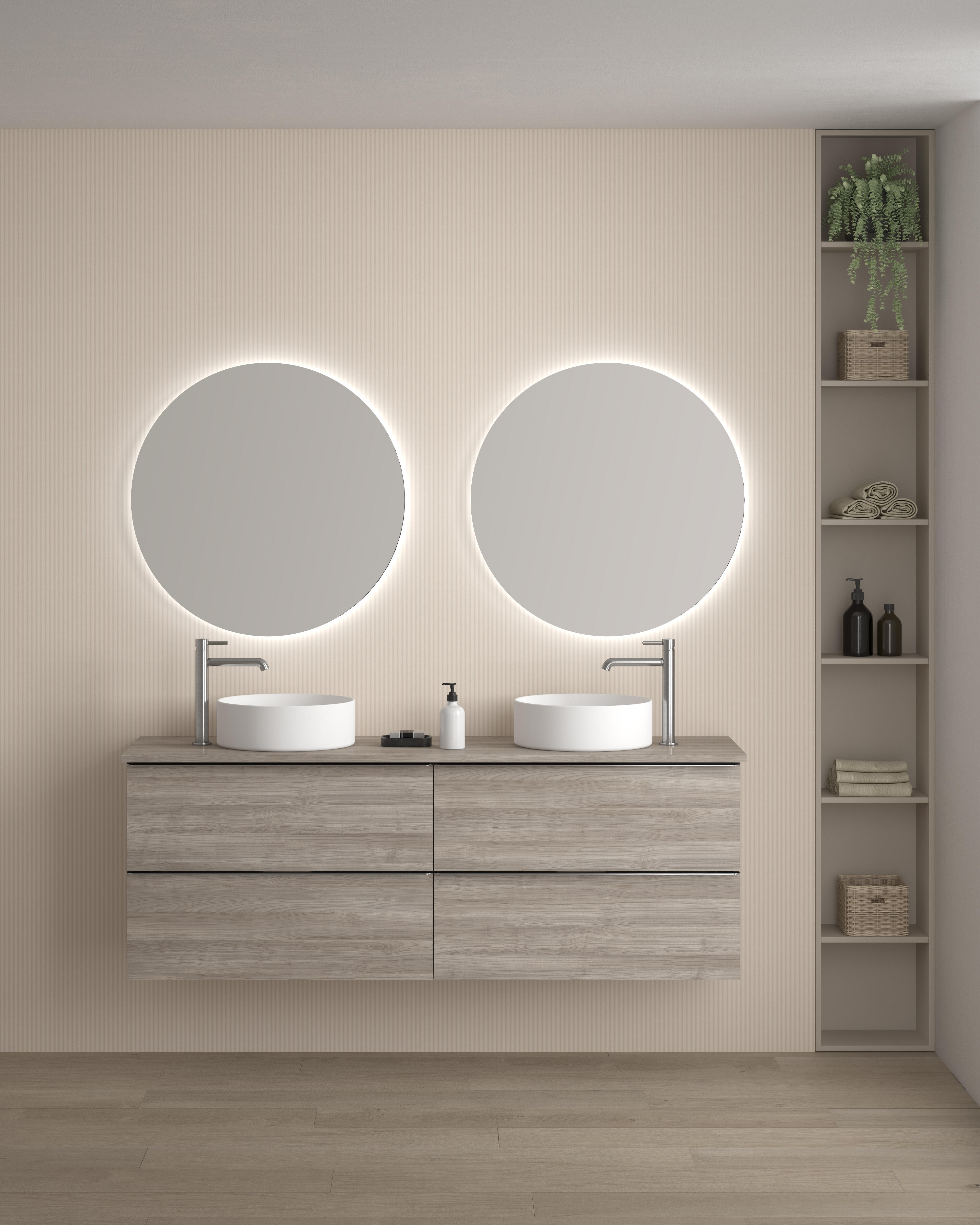 Mueble de baño con lavabo komplett roble gris 160x45 cm
