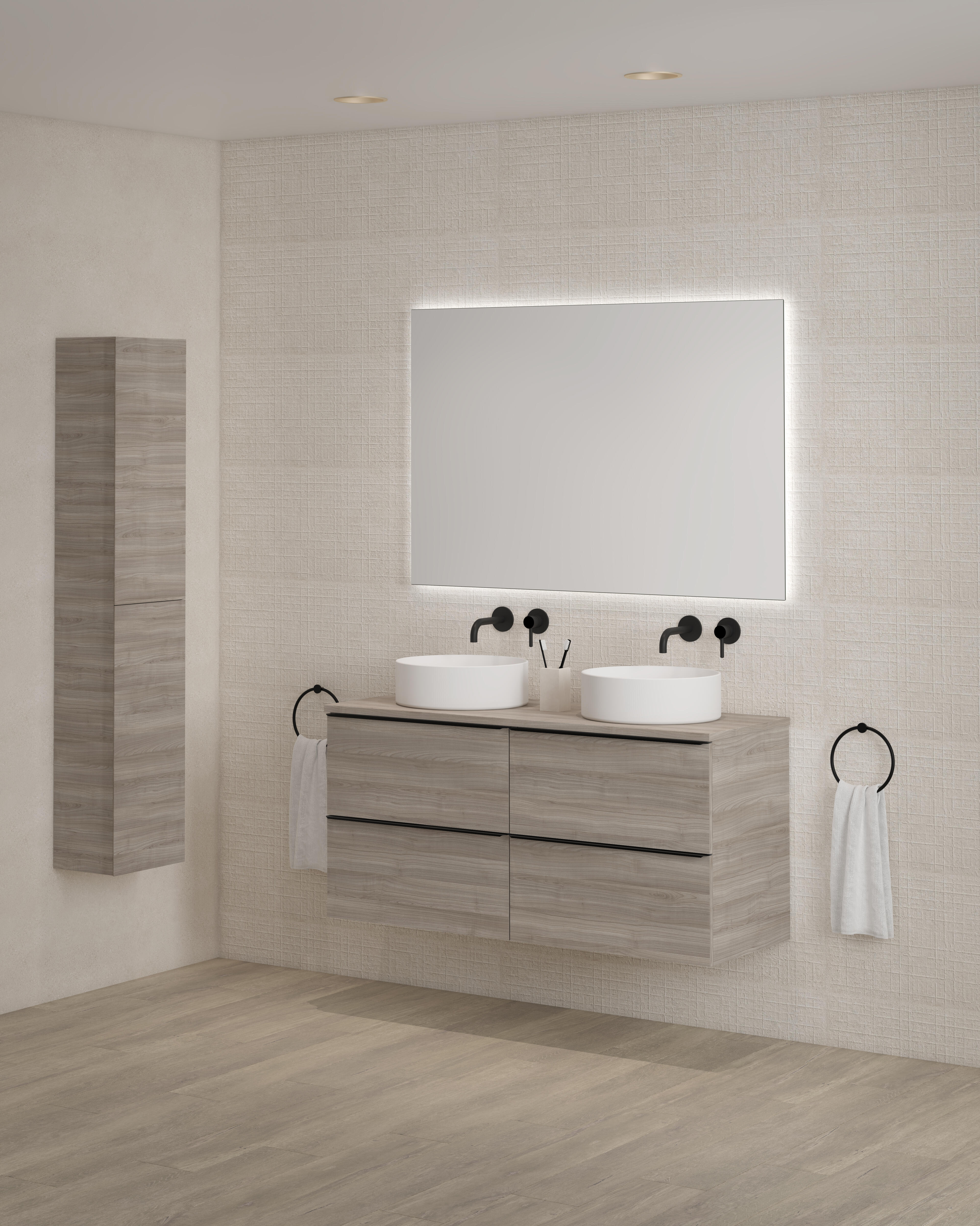 Mueble de baño con lavabo komplett roble gris 120x45 cm