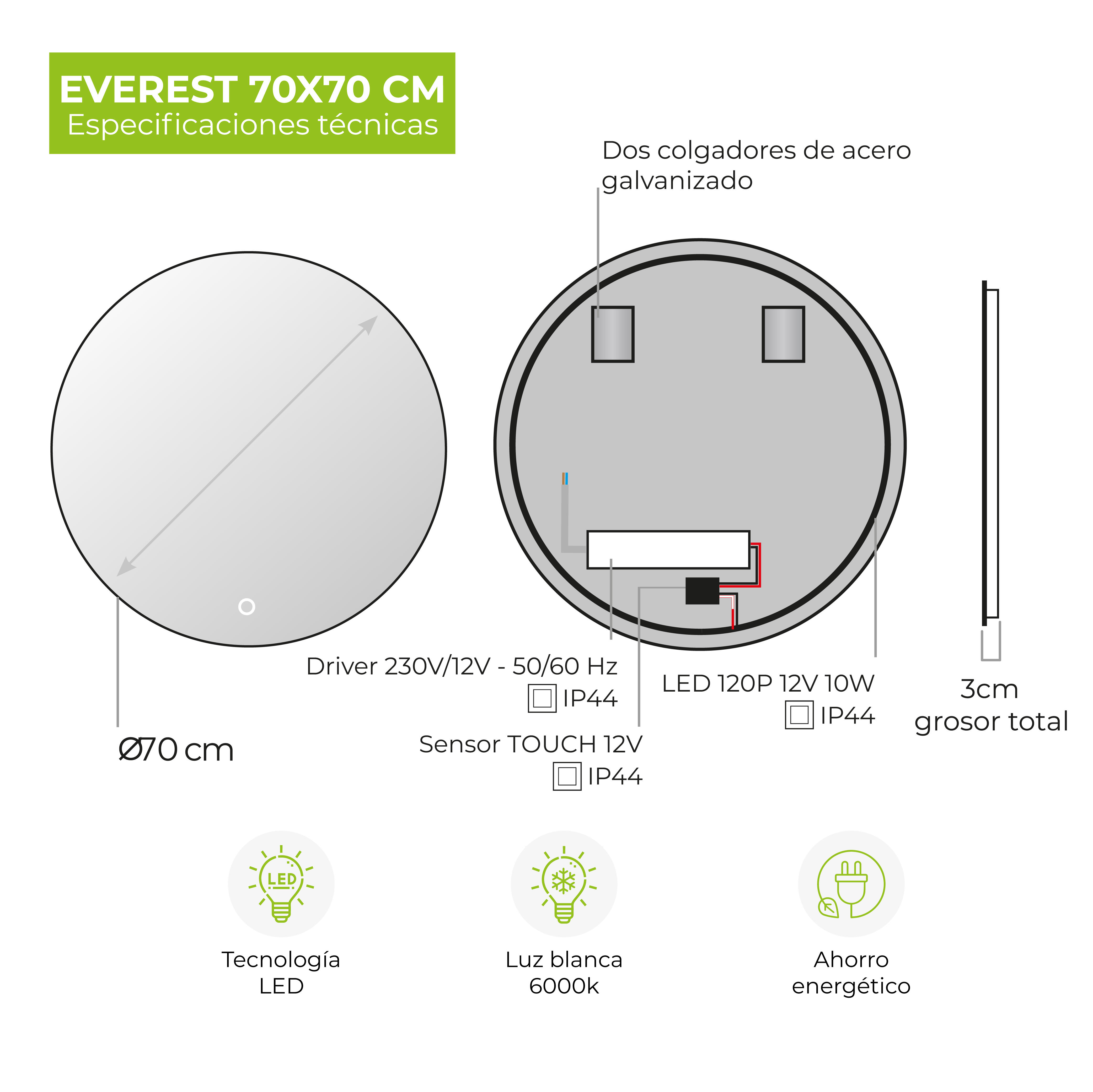 Espelho EVEREST D70CM - 6