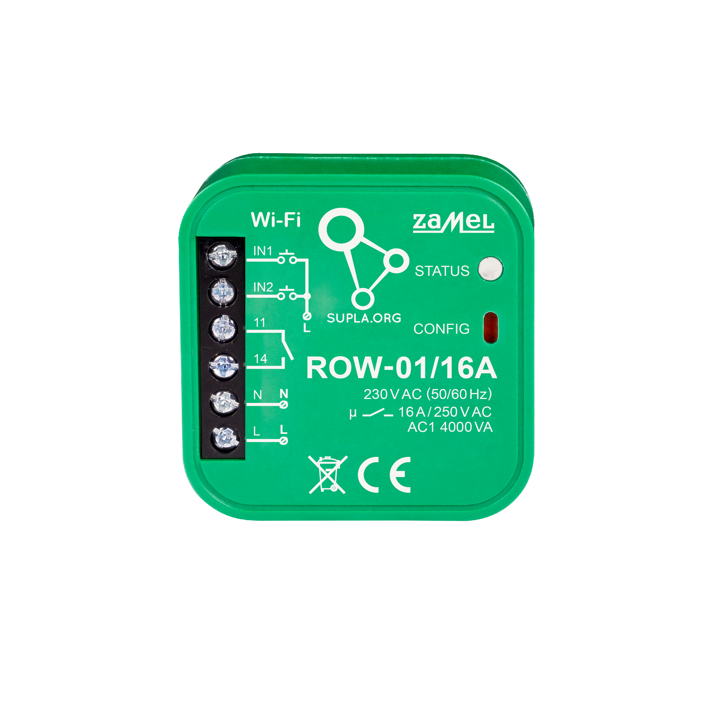 Odbiornik dopuszkowy 1 kanałowy 16A dwukierunkowy Wi-Fi ROW-01/16A Zamel