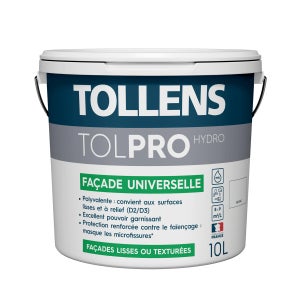 Peinture extérieure façade Universelle TOLLENS PRO blanc mat 10l