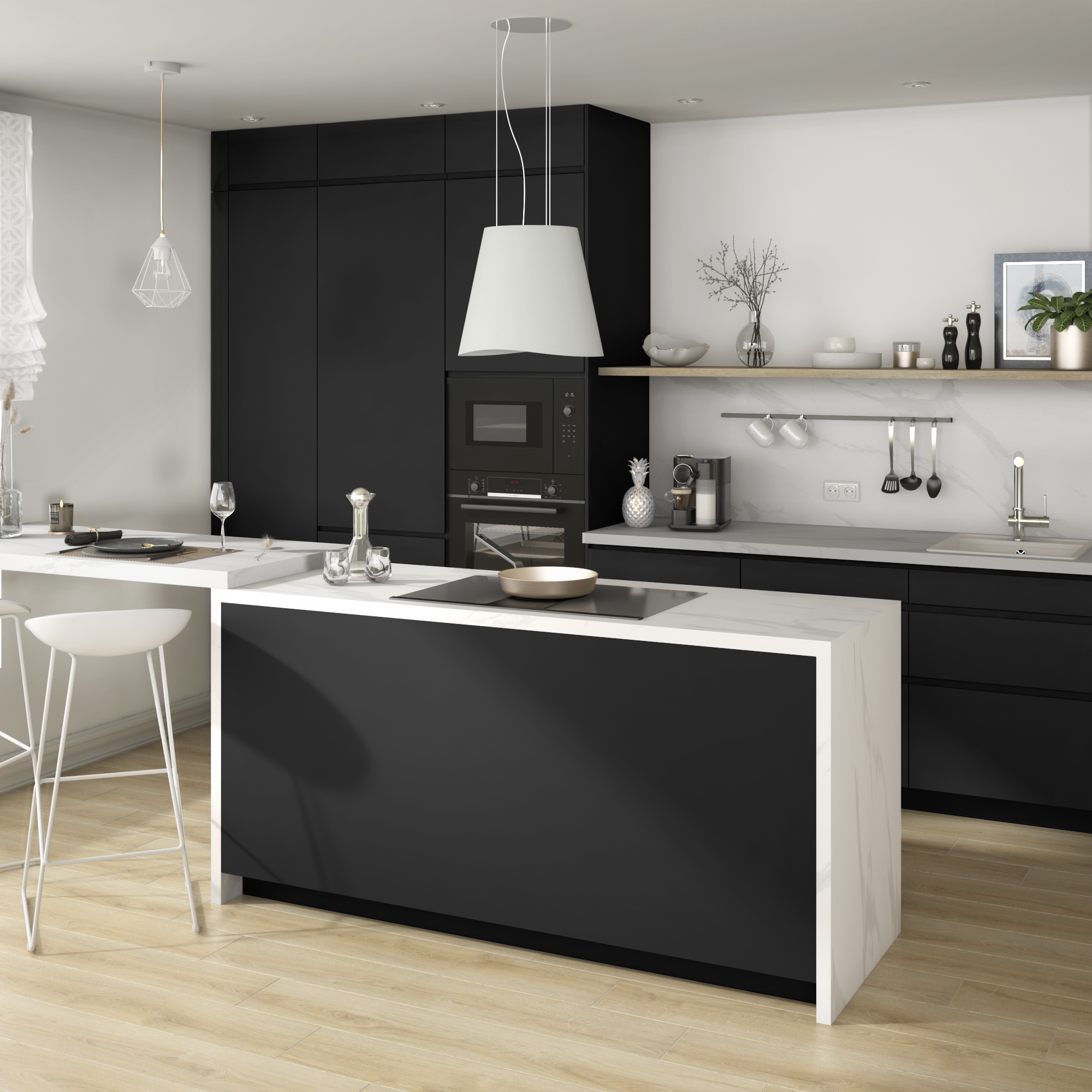 Porte de cuisine Tokyo noir mat H.240 x l.63 cm - 4