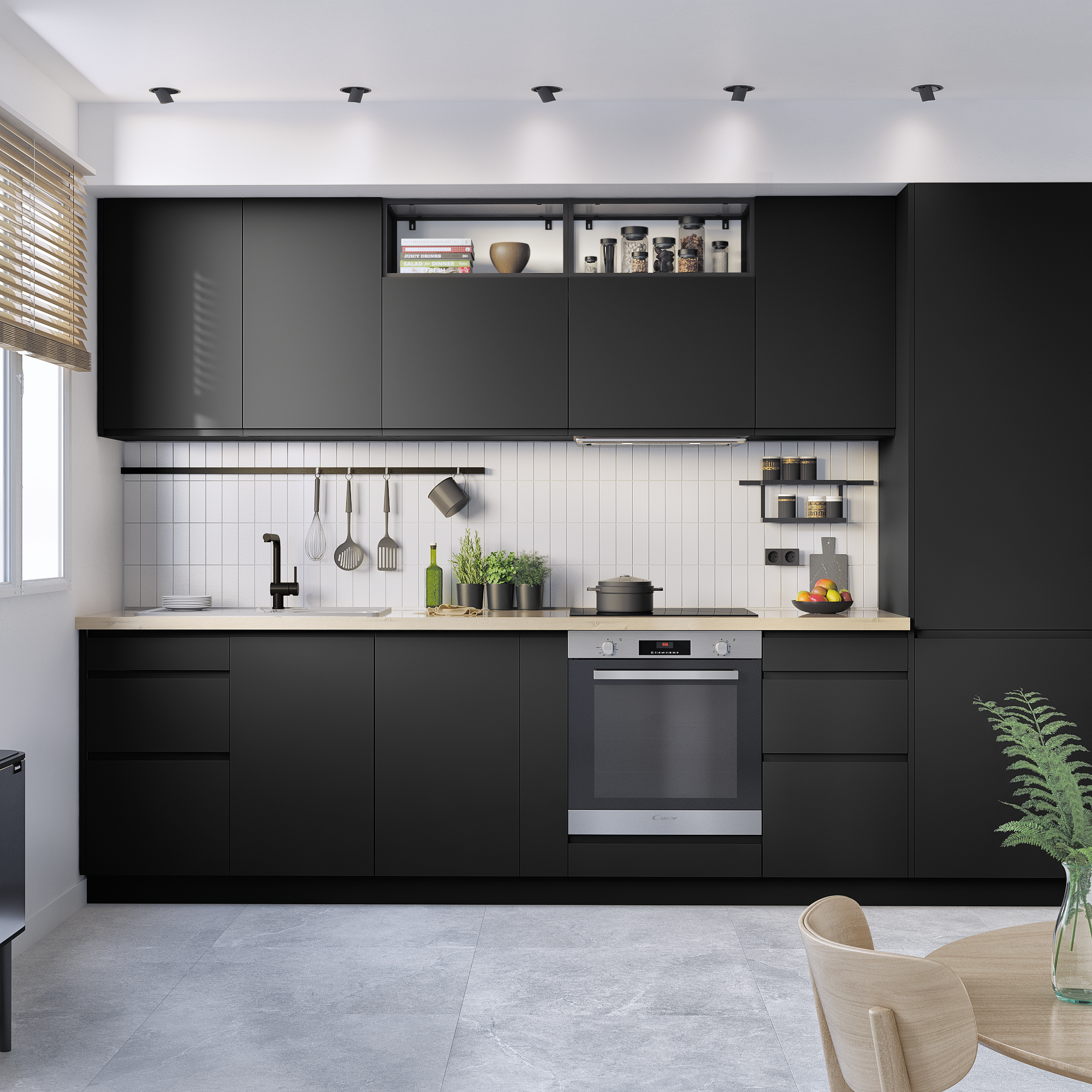 Porte de cuisine Tokyo noir mat H.240 x l.63 cm - 2