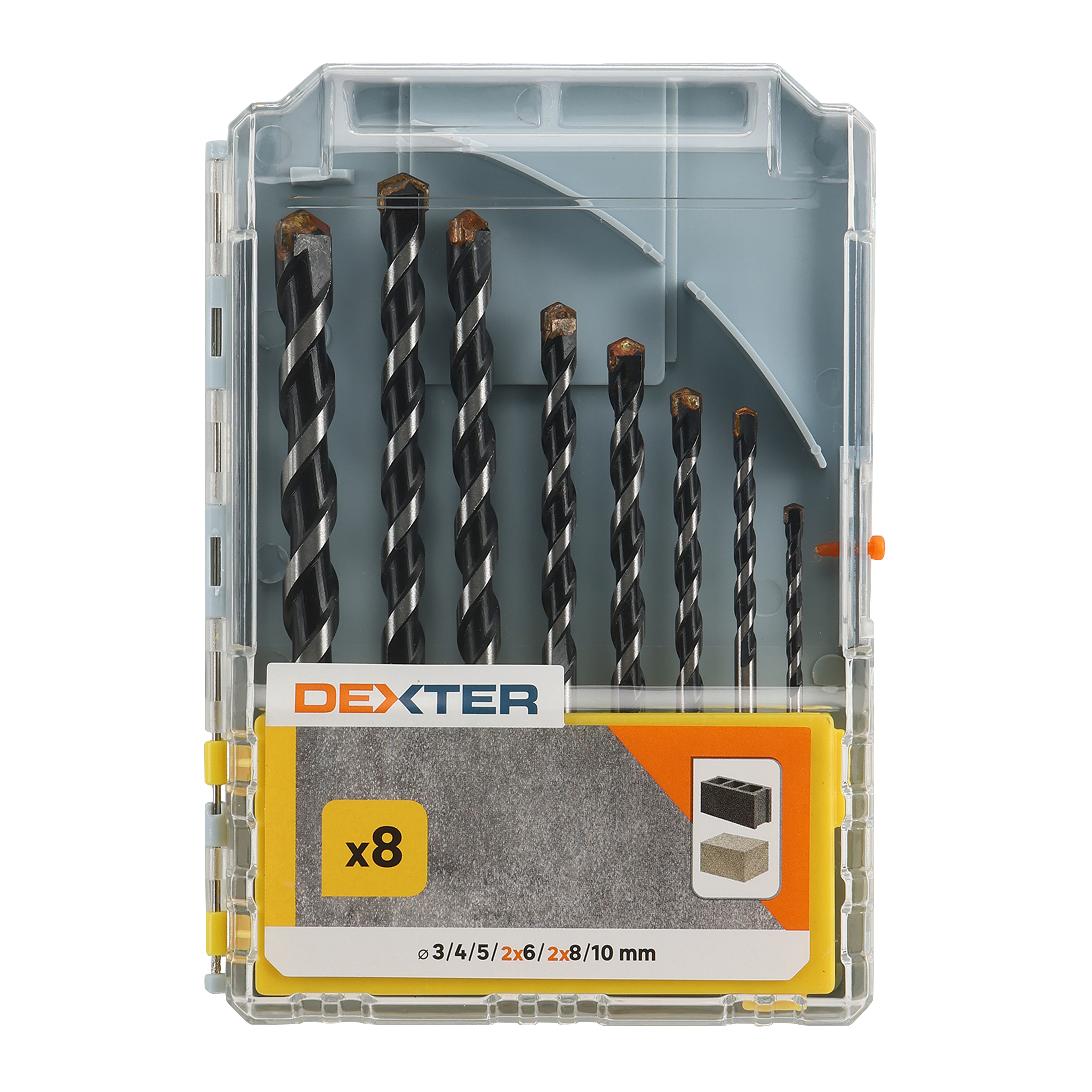 Set di punte DEXTER codolo cilindrico Ø3, 4, 5, 2x6, 2x8, 10 mm, 8 pezzi - 9