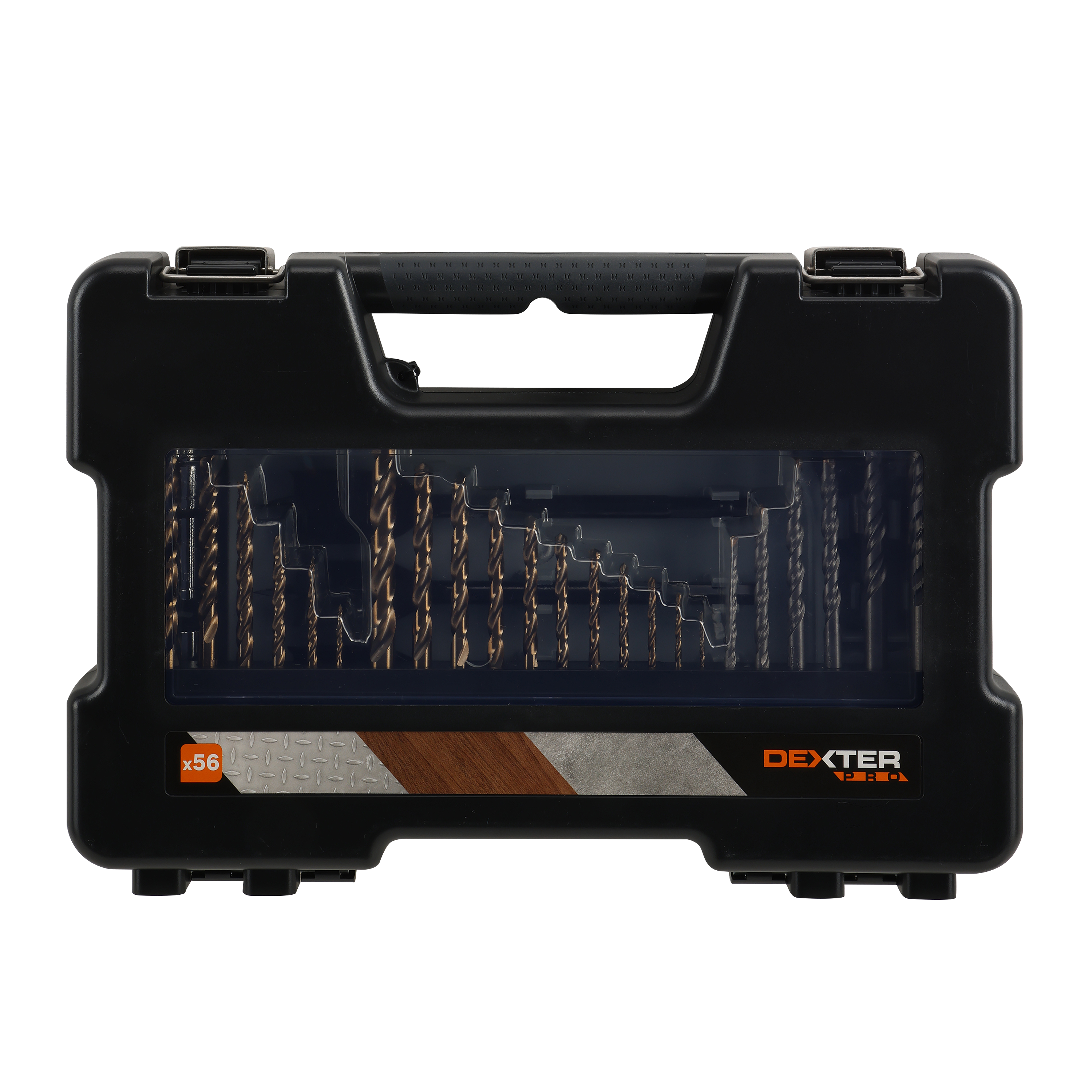 Assortiment de forets métal / bois / béton DEXTER PRO, 56 pièces - 12