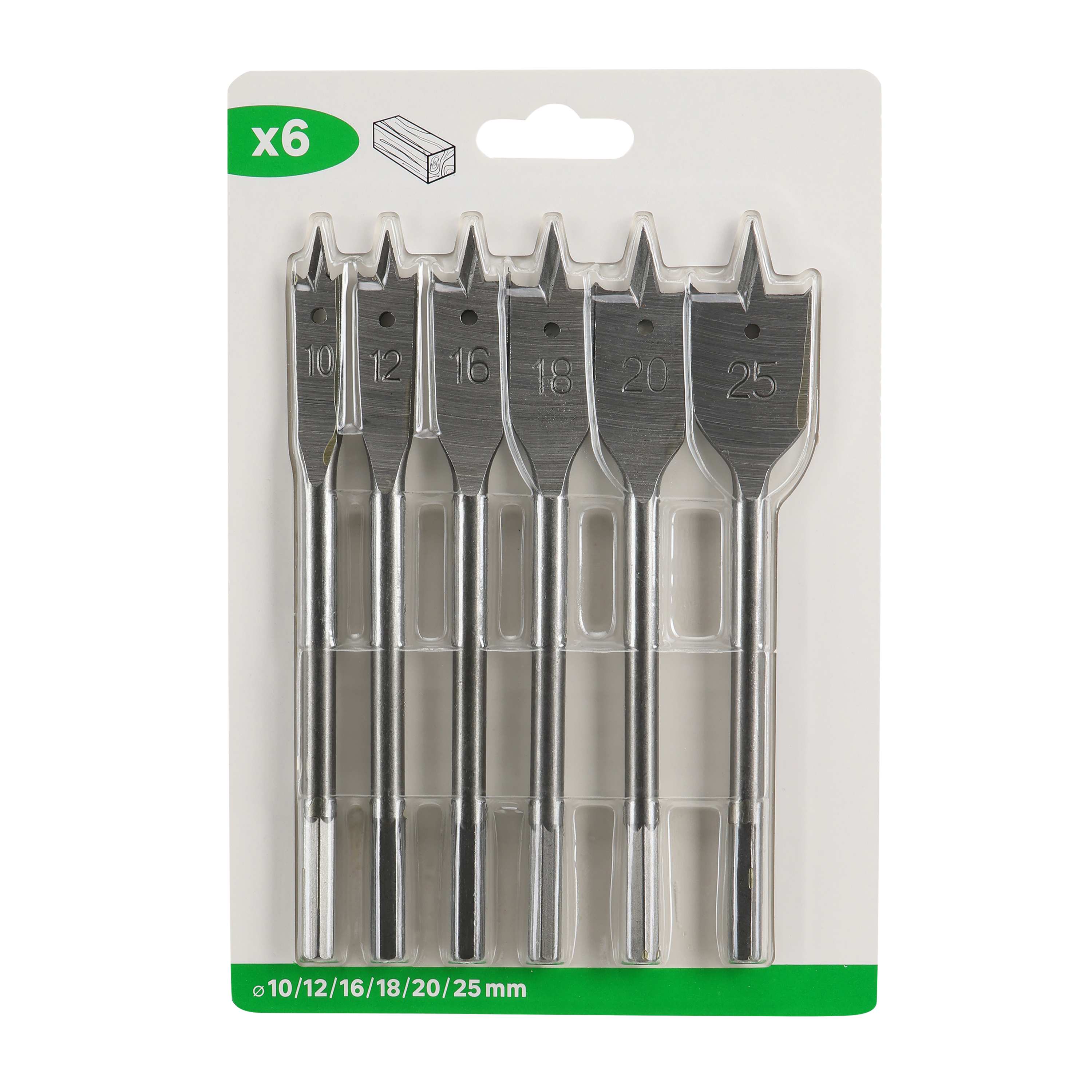Zestaw wierteł do drewna płaskich 10-25mm 6szt. - 8