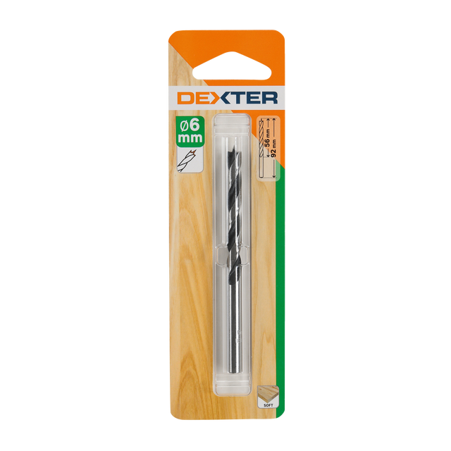 Foret hélicoïdal pour bois, Diam.6 mm, L.62 mm DEXTER