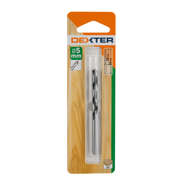 Foret hélicoïdal pour bois, Diam.5 mm, L.58 mm DEXTER