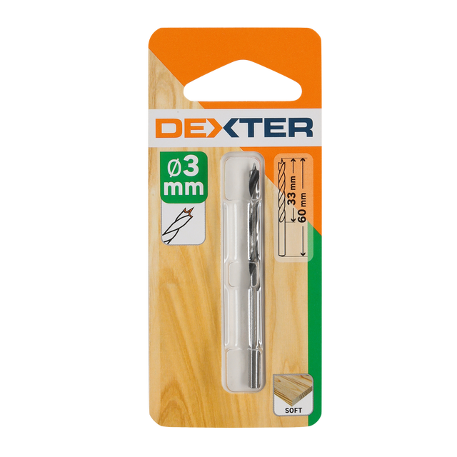 Foret hélicoïdal pour bois, Diam.3 mm, L.35 mm DEXTER
