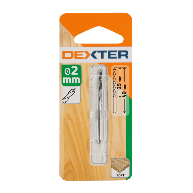 Foret hélicoïdal pour bois, Diam.2 mm, L.25 mm DEXTER