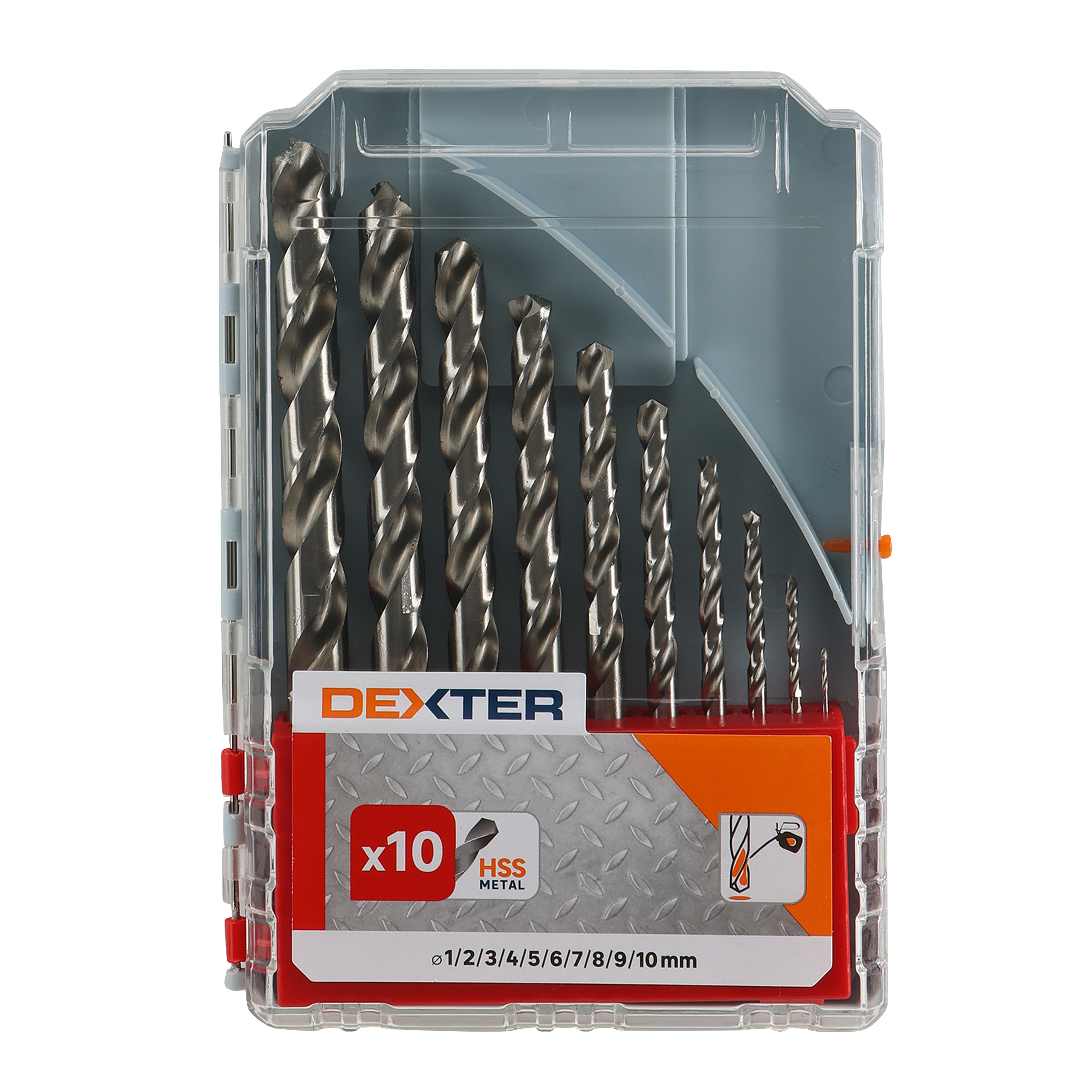 Lot de 10 forets métalliques, Diam.1 à 10 mm DEXTER