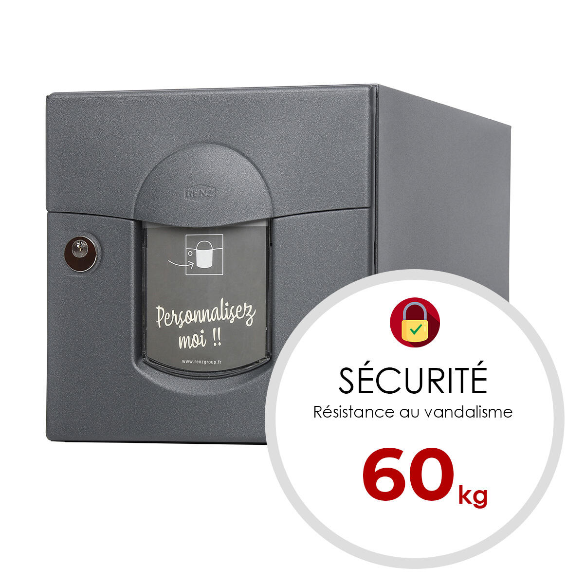 Boîte aux lettres normalisée 1 porte extérieur RENZ Soléa acier anthracite mat - 6