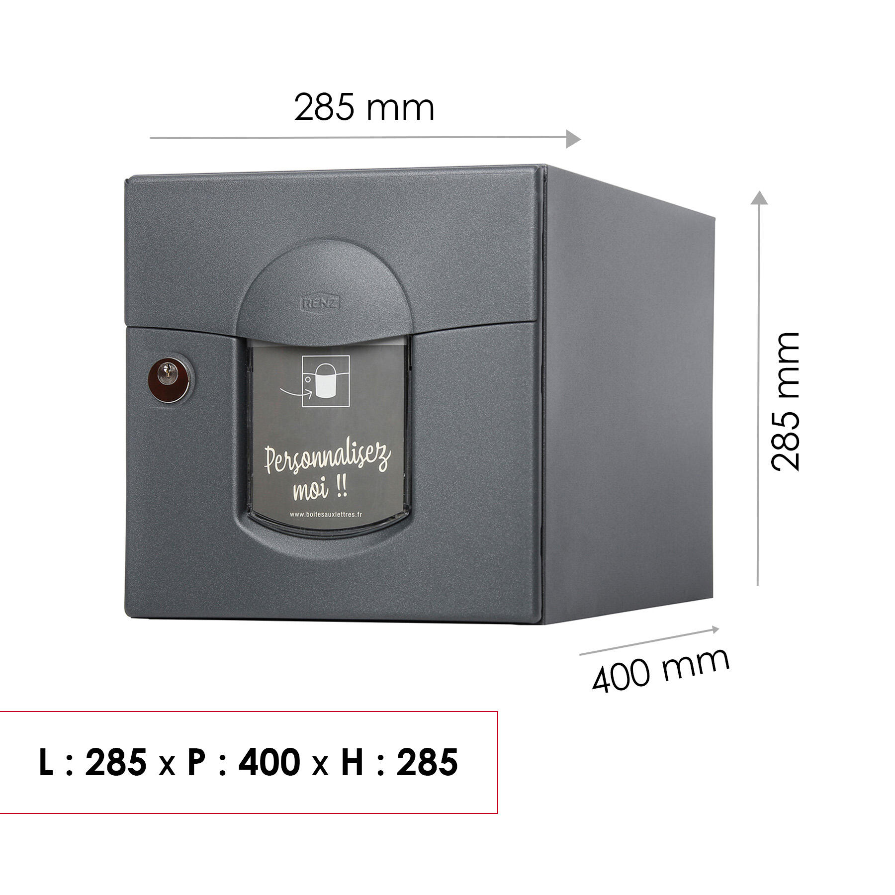 Boîte aux lettres normalisée 1 porte extérieur RENZ Soléa acier anthracite mat - 4
