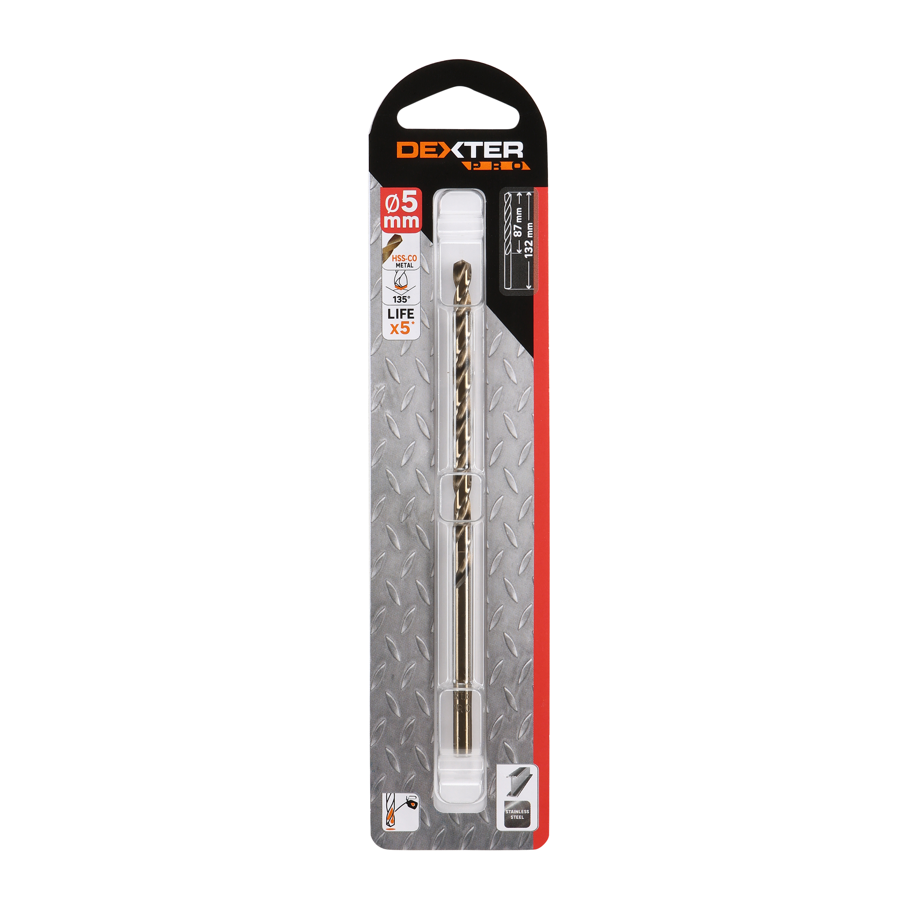 Wiertło wydłużane do metalu HSS COBALT 5 / 132 mm DEXTER PRO - 2