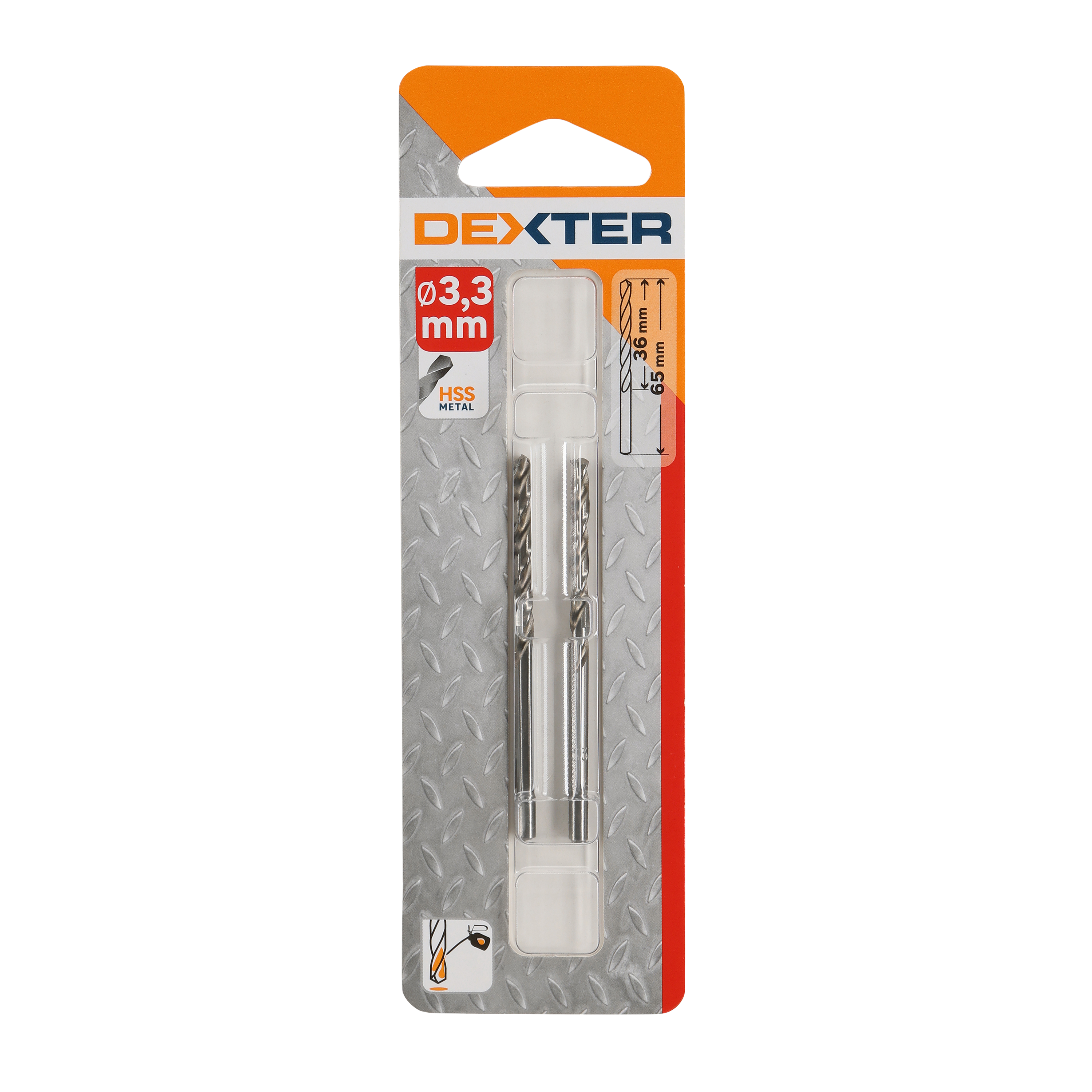 2 broca para metal ø 3.3 x l. 65 mm dexter