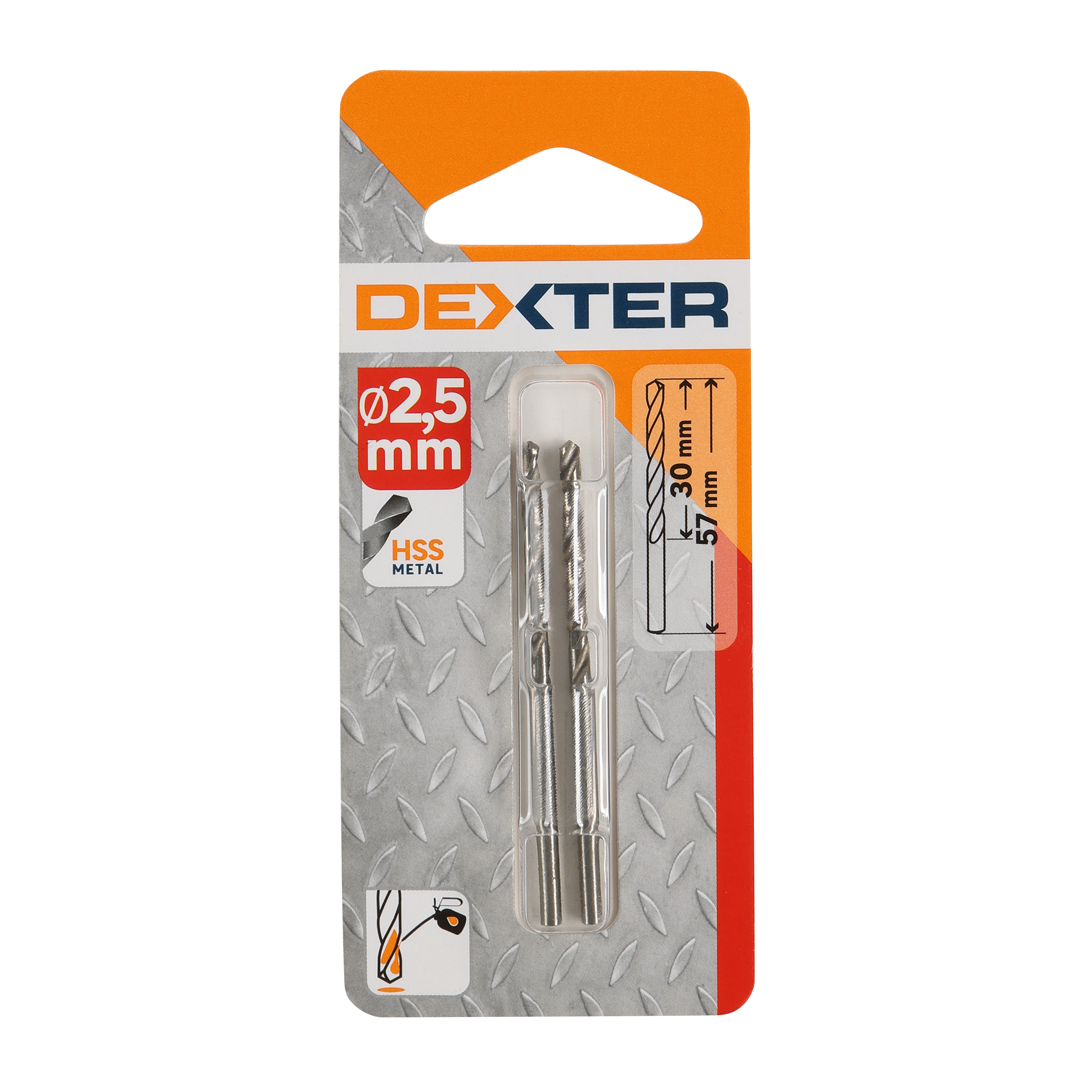 2 broca para metal ø 2.5 x l. 57 mm dexter