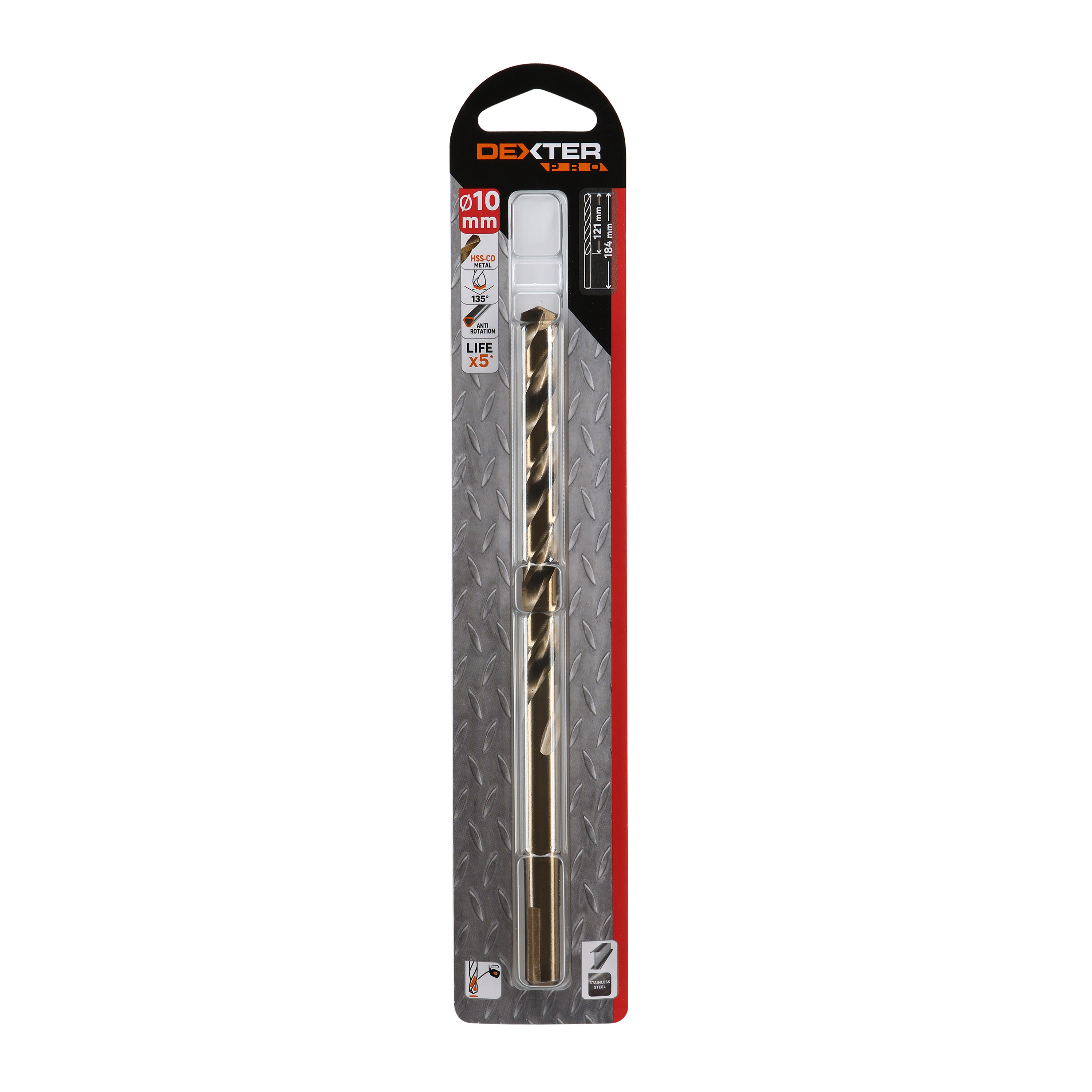 Wiertło wydłużane do metalu HSS COBALT 10 / 184 mm DEXTER PRO - 9