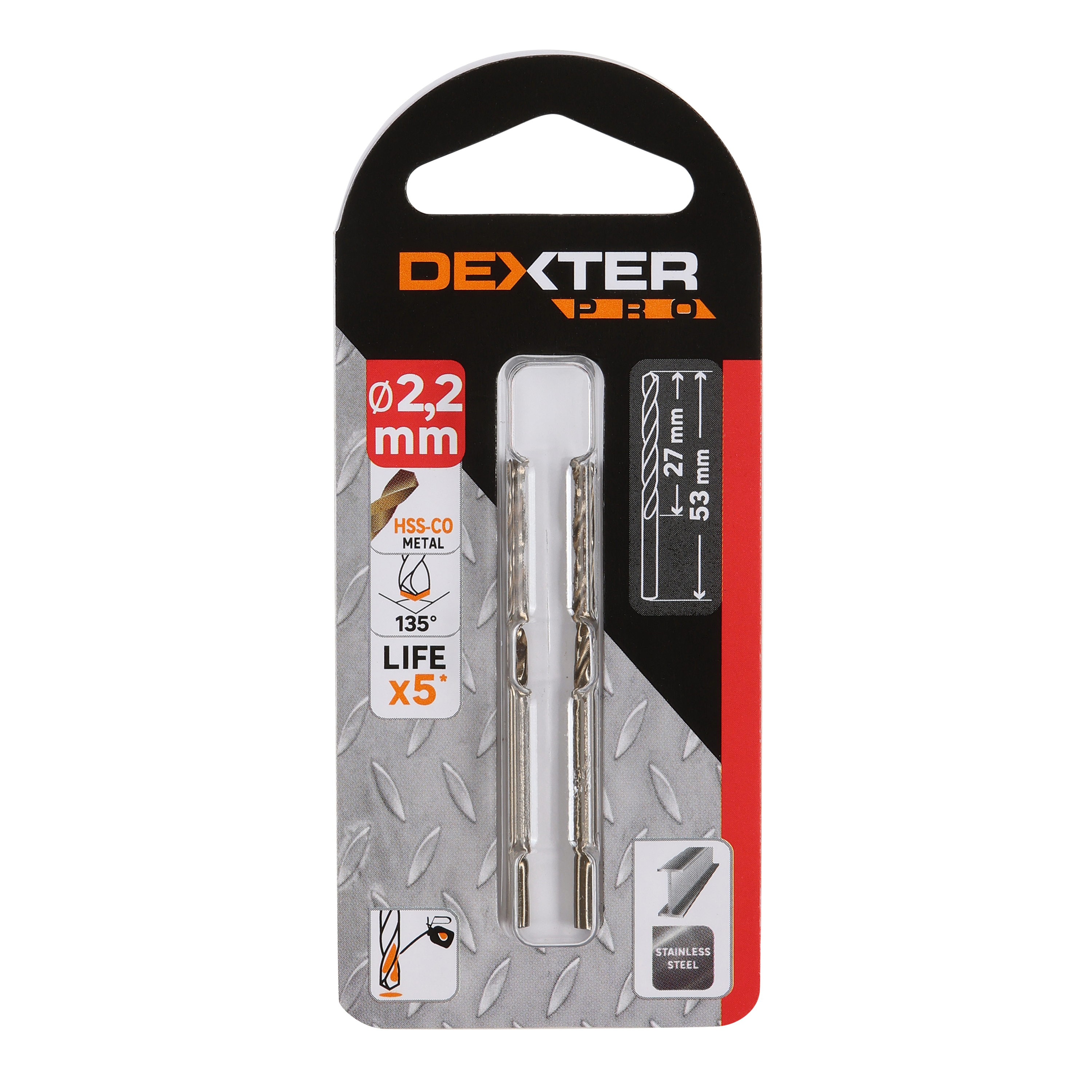 Wiertło do metalu HSS COBALT 2.2 / 53 mm 2 szt. DEXTER PRO - 2