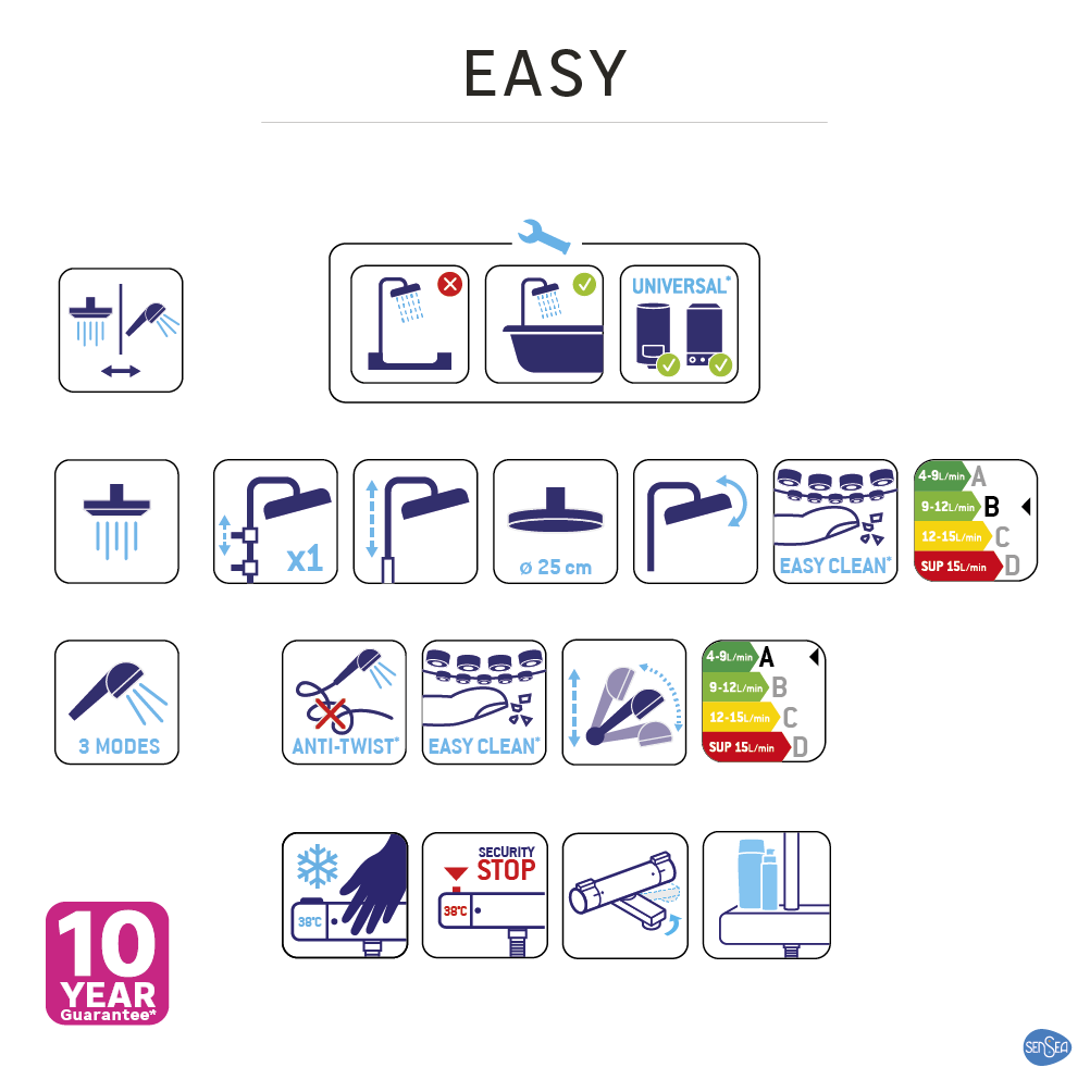 Conjunto de banheira com torneira cromado sensea easy - 9