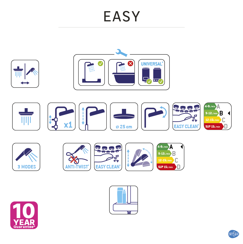 Conjunto de duche com torneira preto Sensea Easy - 9