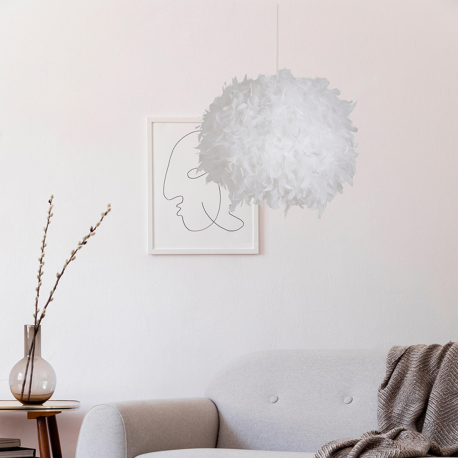 Suspension Kokotenfant, plume blanc, Diam.40 cm, COREP - 3