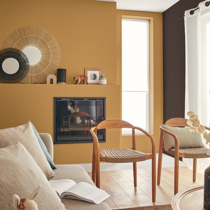 photo d'un salon au couleur de pécan