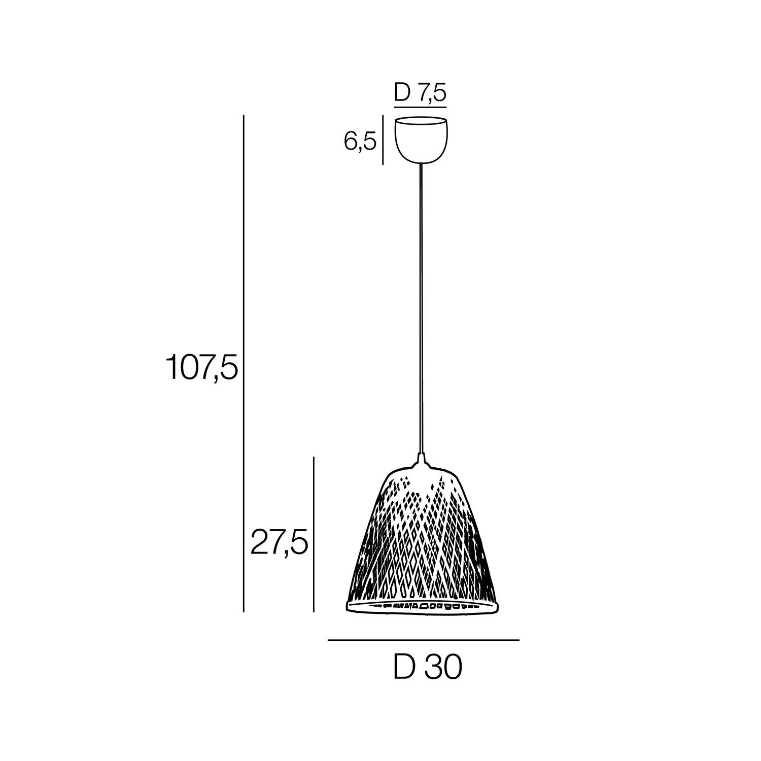 Lámpara de techo colgante de bambú marrón 1 luz E27 Kami 30 cm y altura regulable - 7