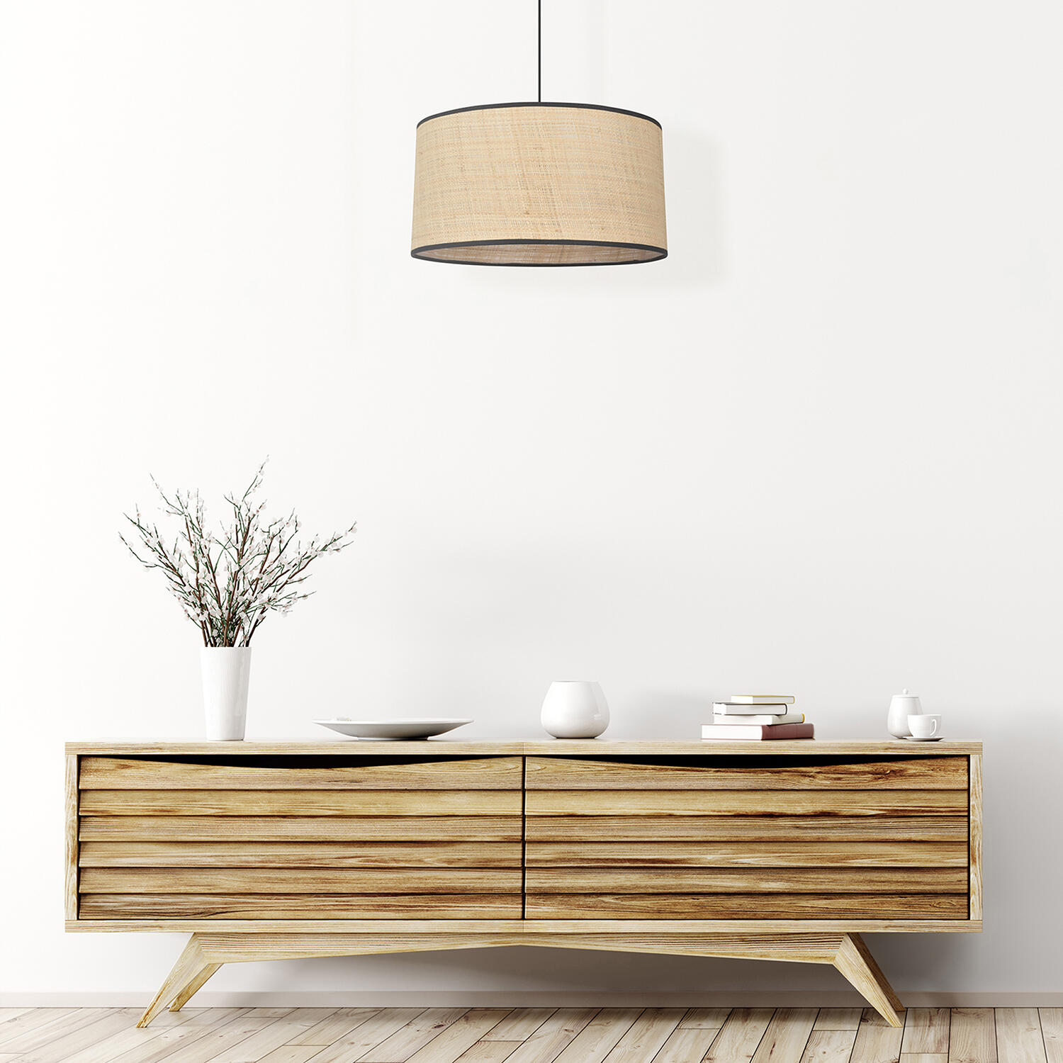 Suspension Cylindre raphia, beige, Diam.38 cm, E27 - 2