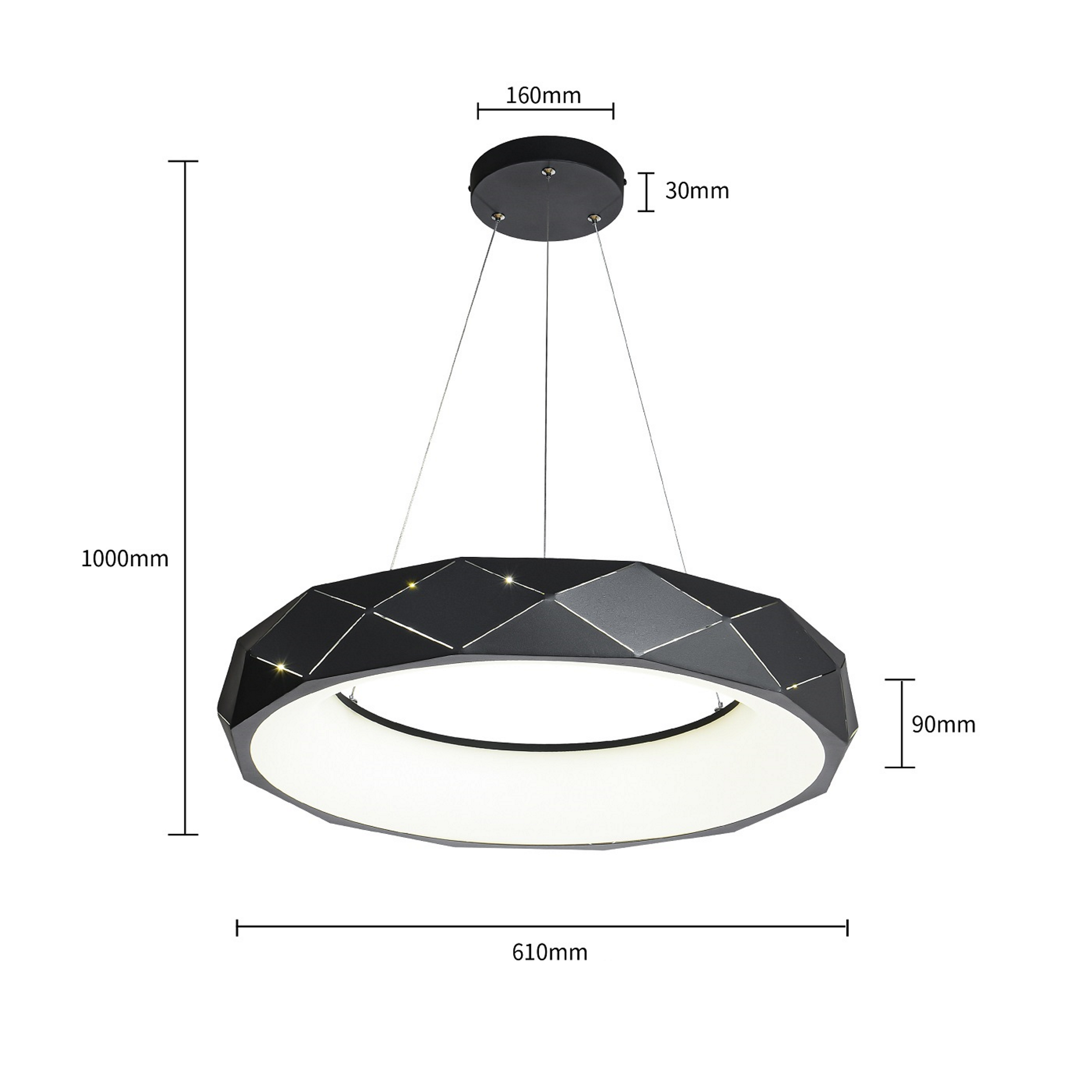Lampa wisząca Reus 3240 lm czarna LED Light Prestige - 6