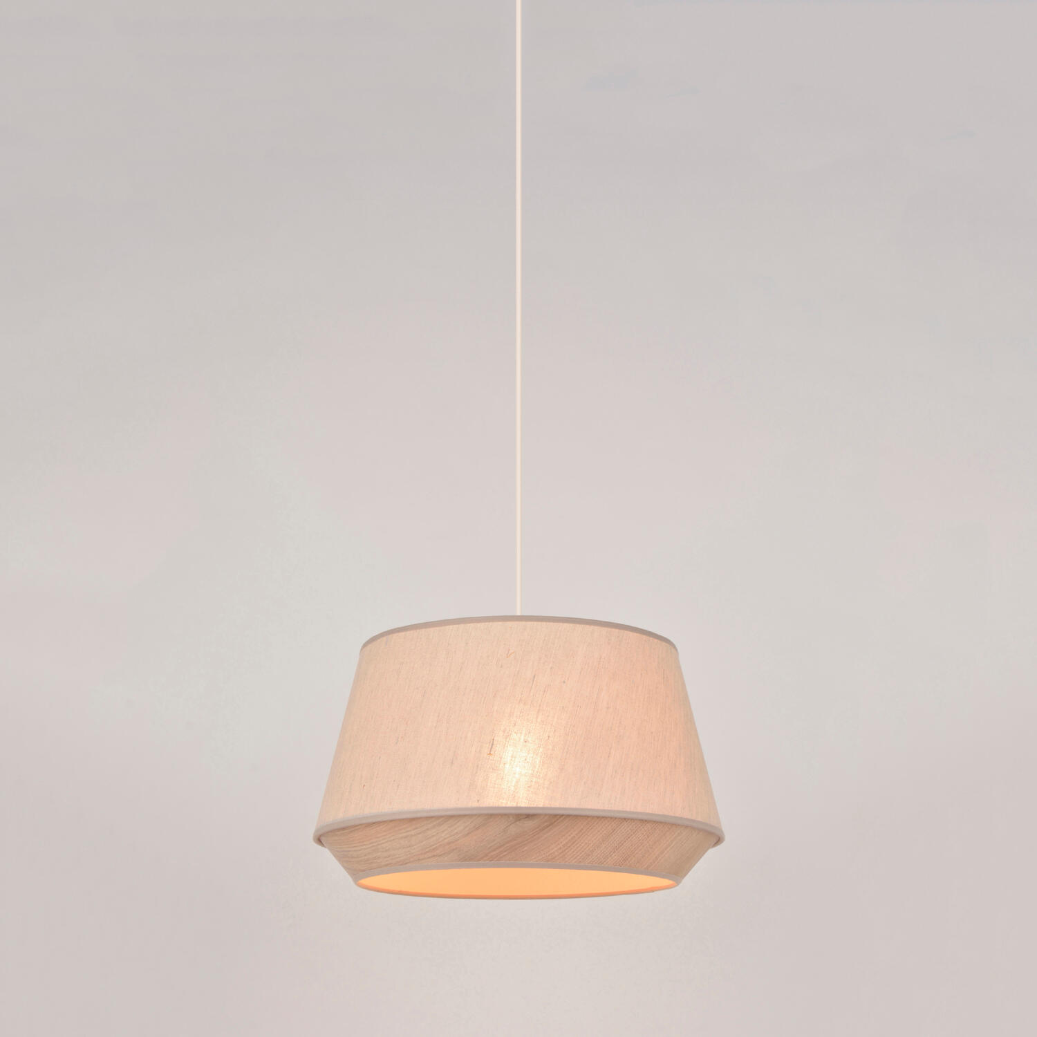 Lámpara de techo colgante de algodón beige 1 luz E27 Sír 38 cm y altura regulable - 3