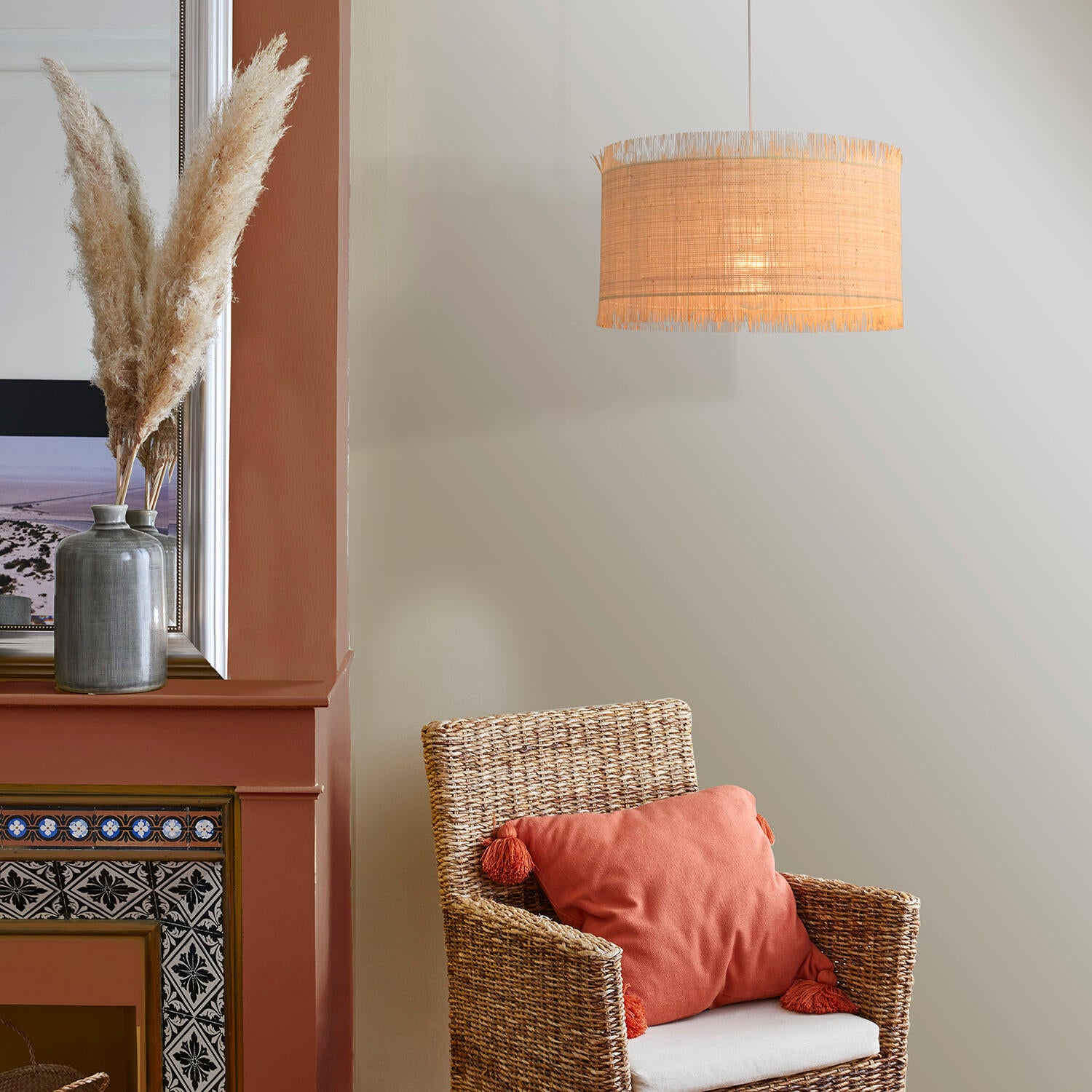 Suspension Ibiza raphia, beige, Diam.38 cm, E27 - 2