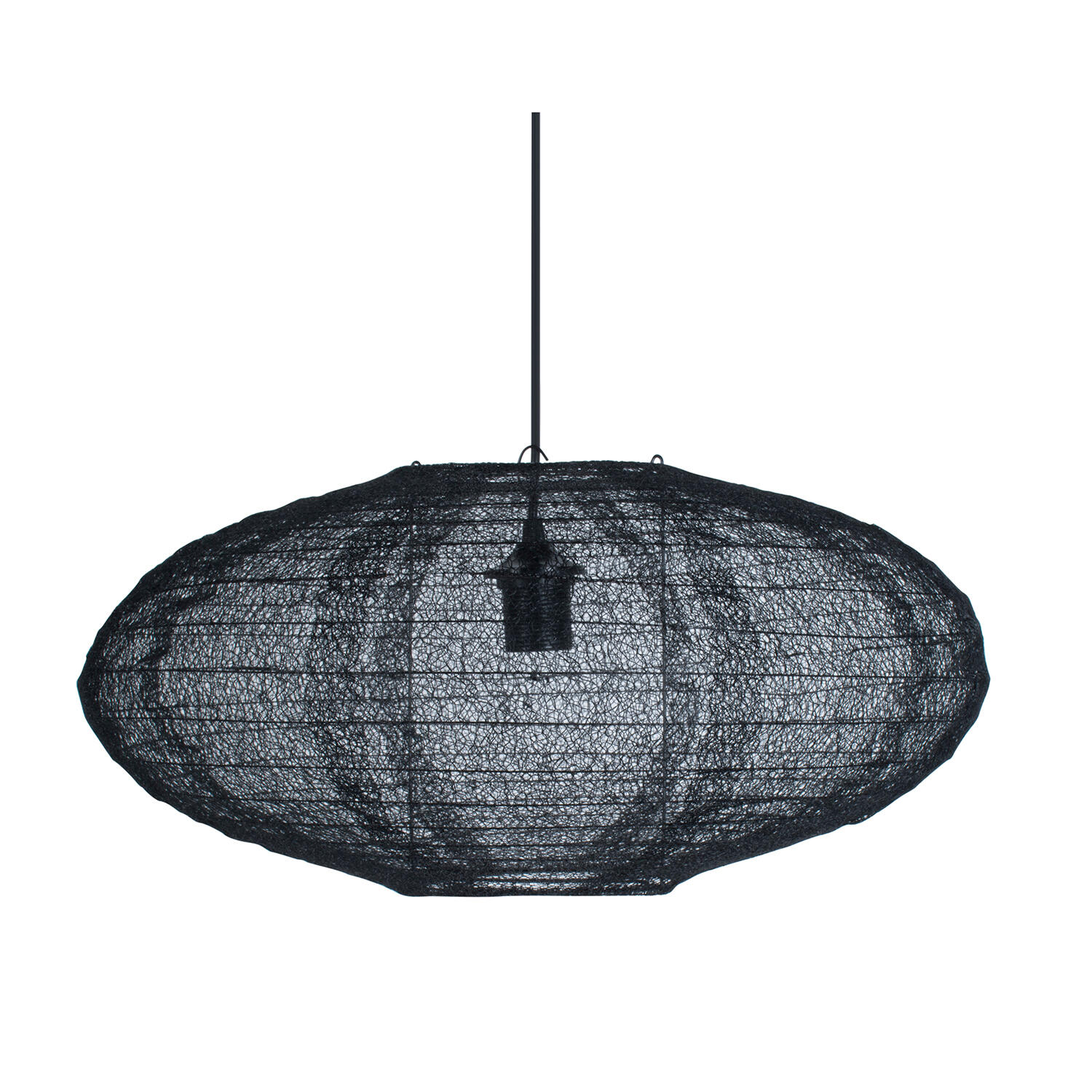 Suspension Ovale, coton, noir, Diam.50 cm, E27 - 6