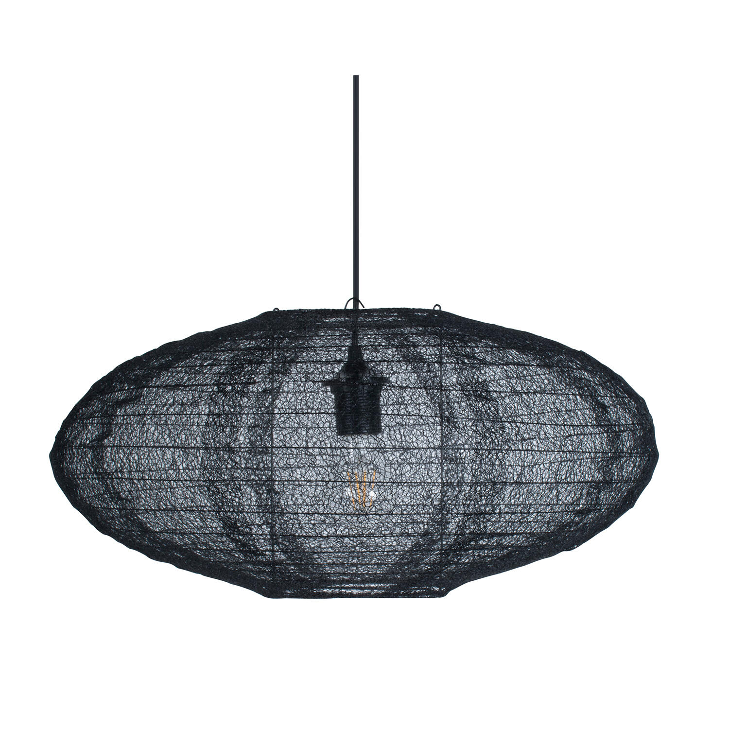 Suspension Ovale, coton, noir, Diam.50 cm, E27 - 5