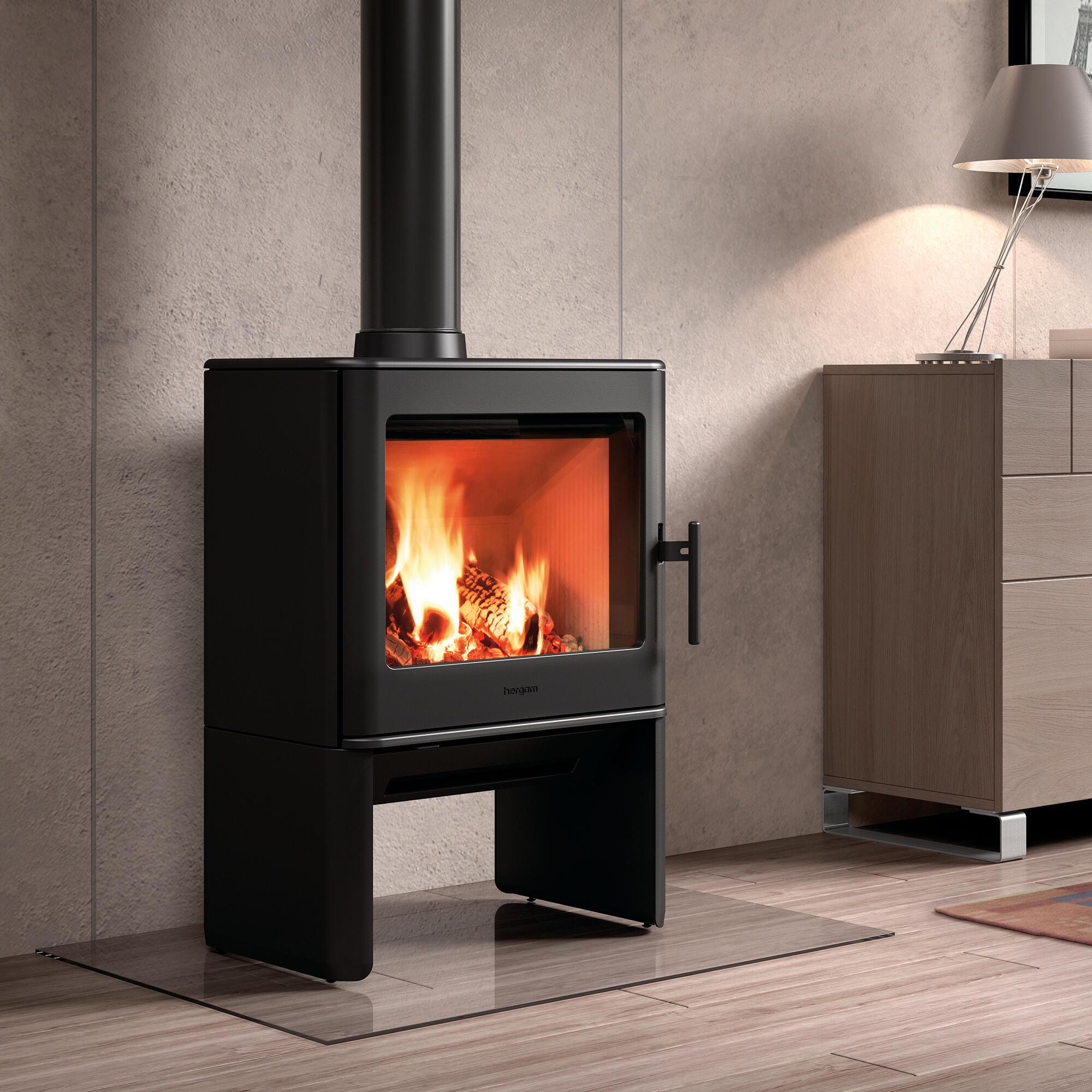 Estufa de leña hergom e-40 de 9 kw