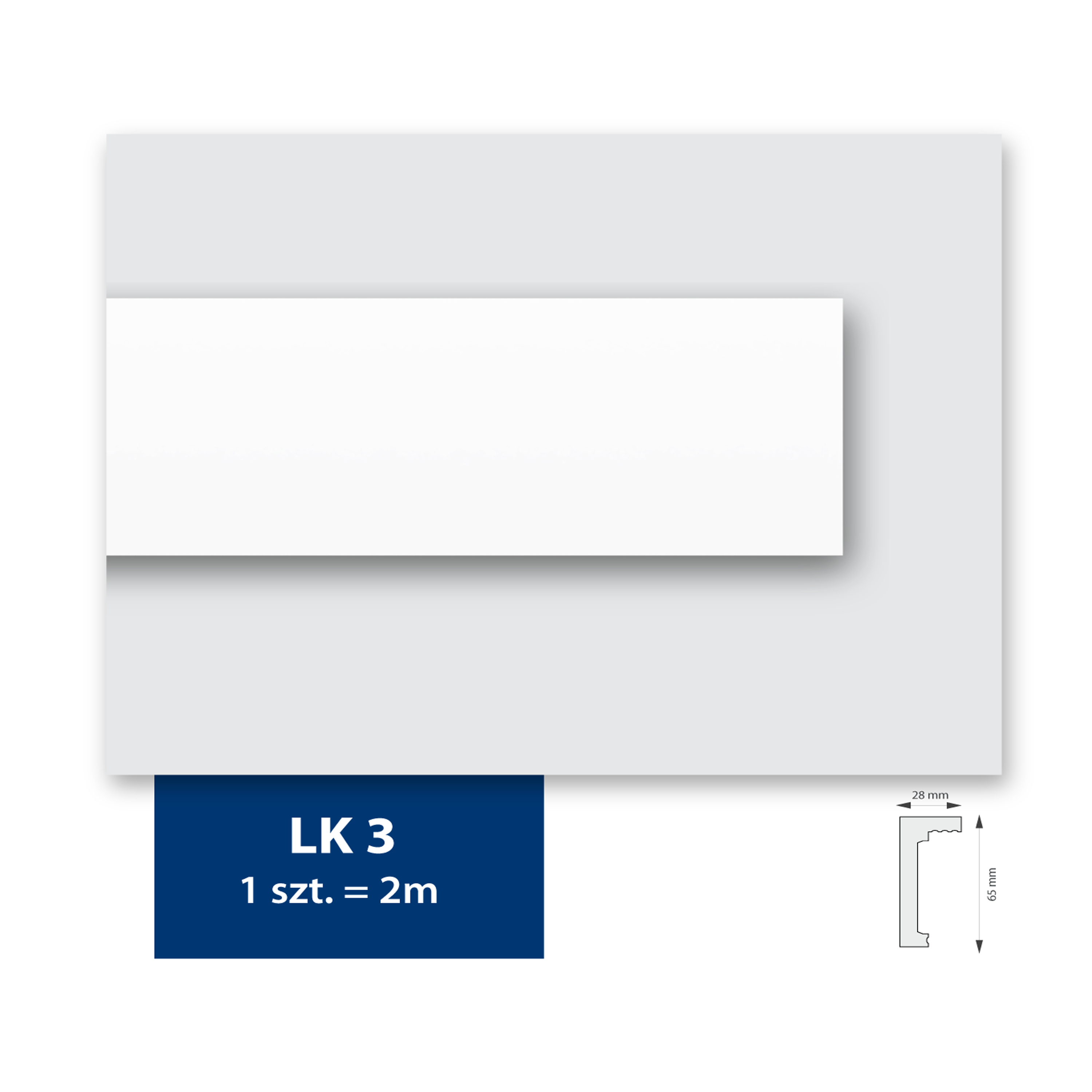 Listwa karniszowa LK-3 do LED z polimeru 6.5 x 200 cm DMS - 4
