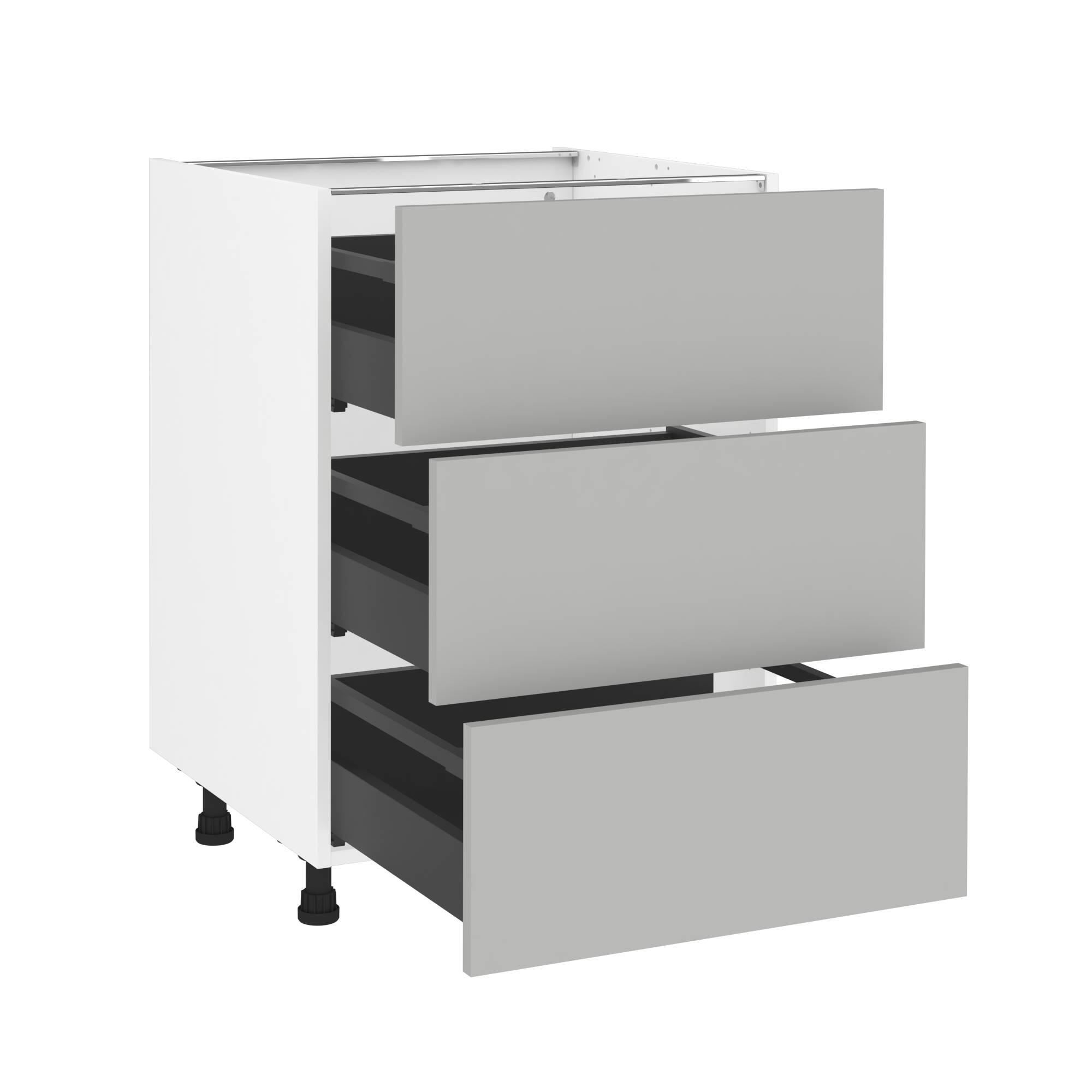 Szafka kuchenna kompletna Vienne 60 cm szary 3 równe szuflady Delinia iD