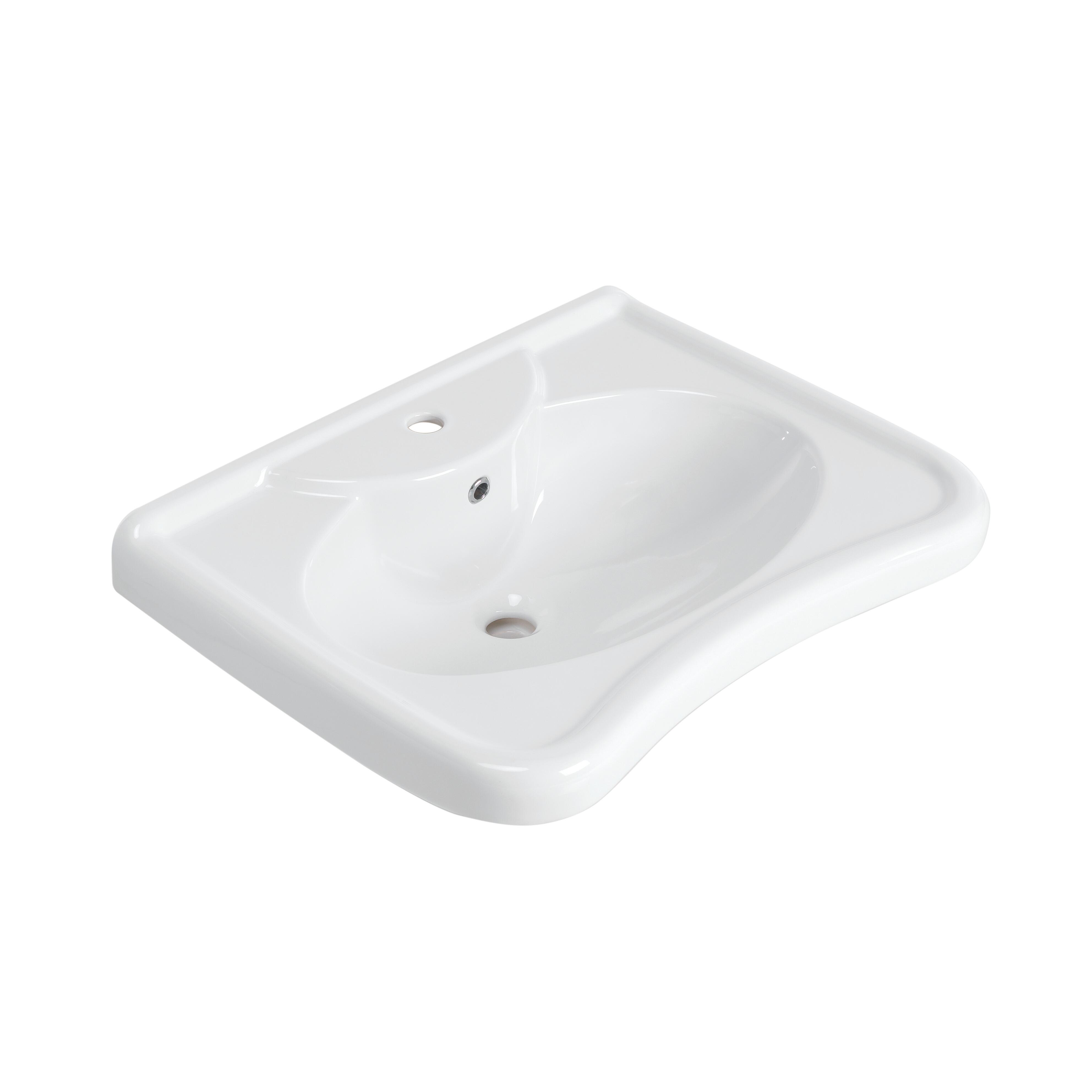 Lavabo sospeso quadrato 110 T L 68 x H 23 x P 53 cm in ceramica bianco lucido - 3