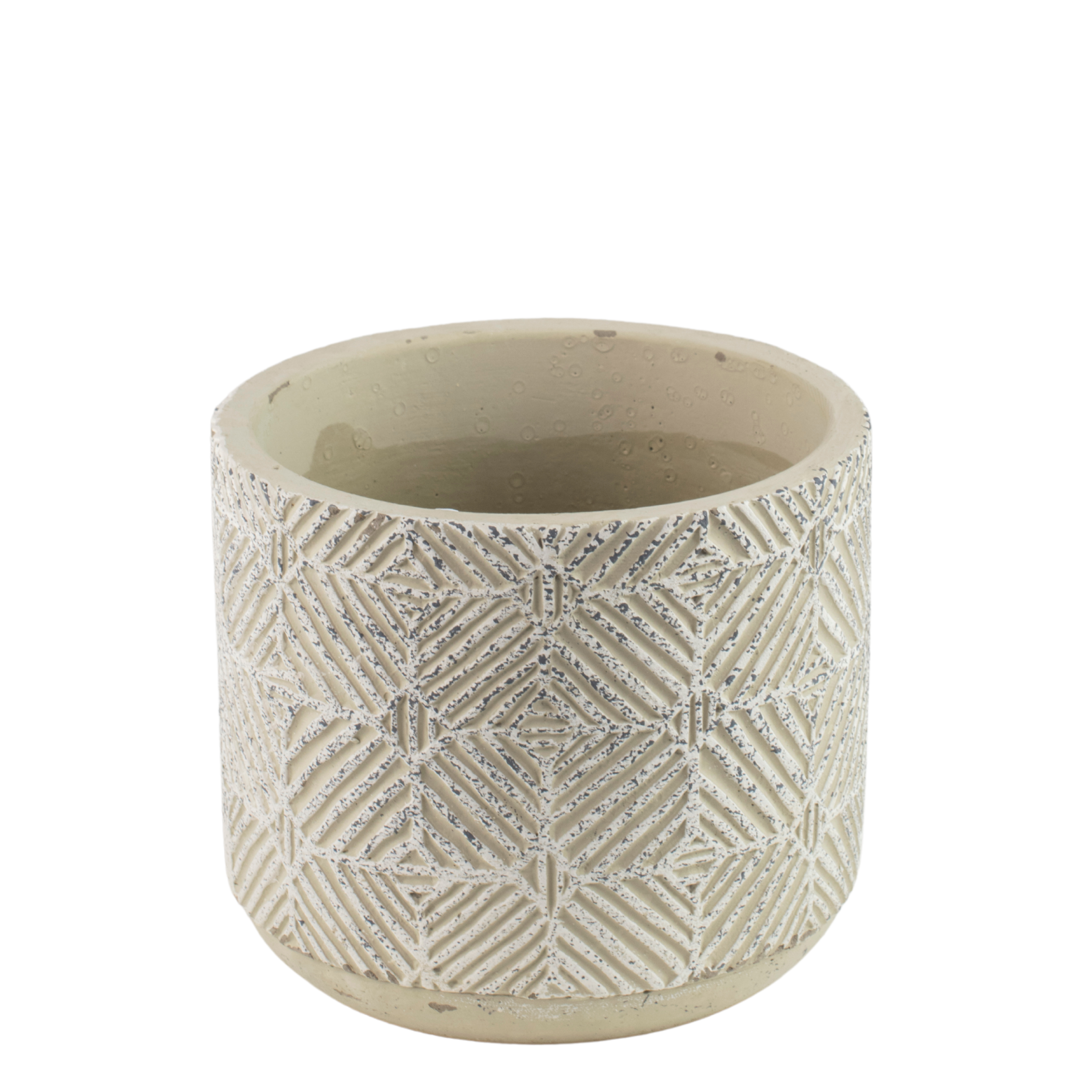 Osłonka doniczki betonowa Jana 10cm szara wzór geometryczny