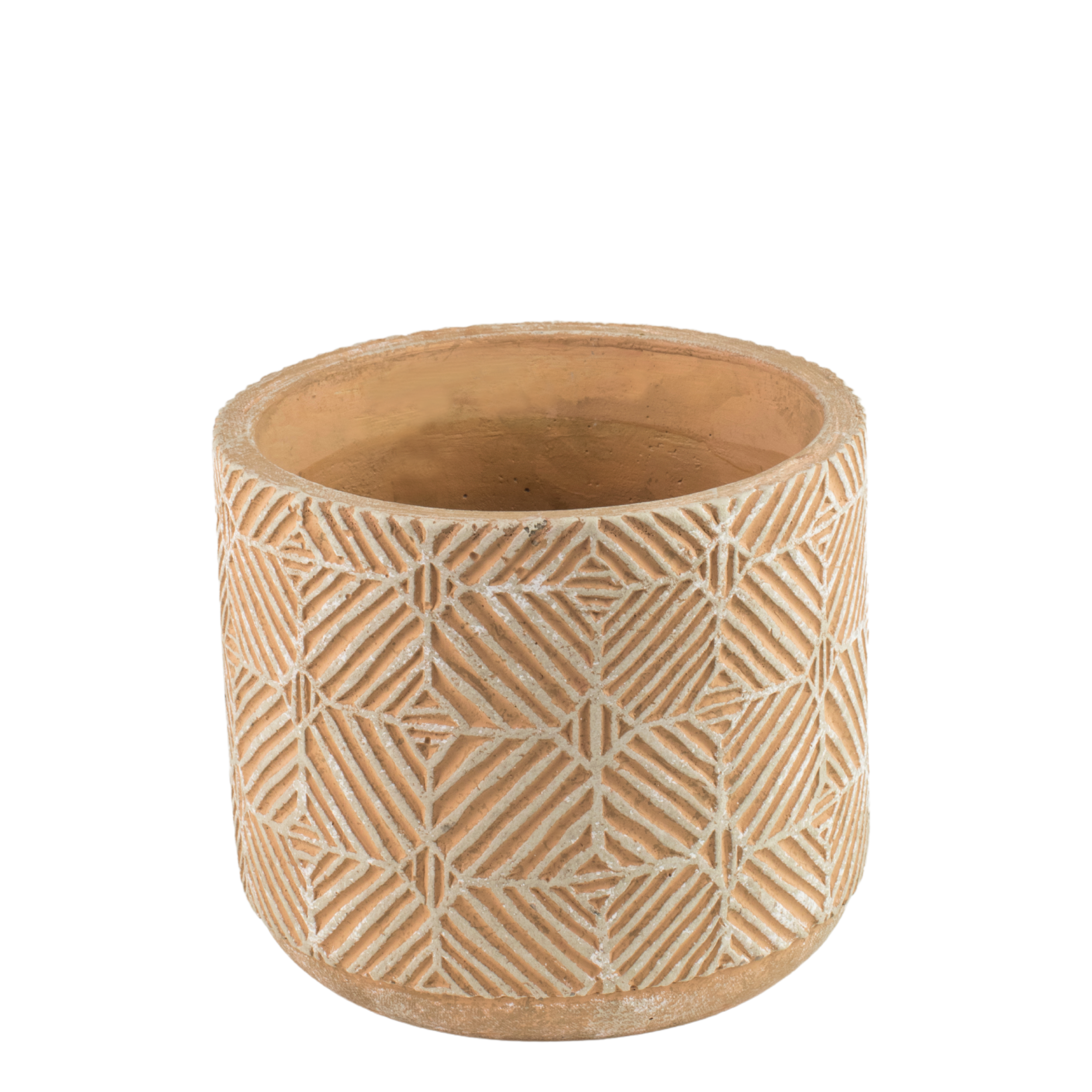 Osłonka doniczki betonowa Jana 10cm żółta wzór geometryczny