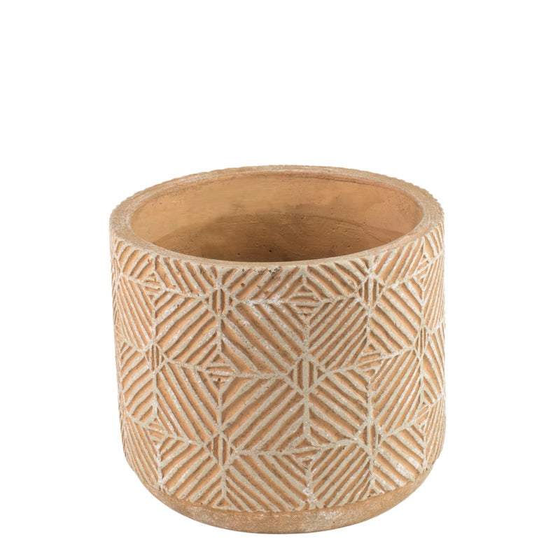 Osłonka doniczki betonowa Jana 10cm żółta wzór geometryczny