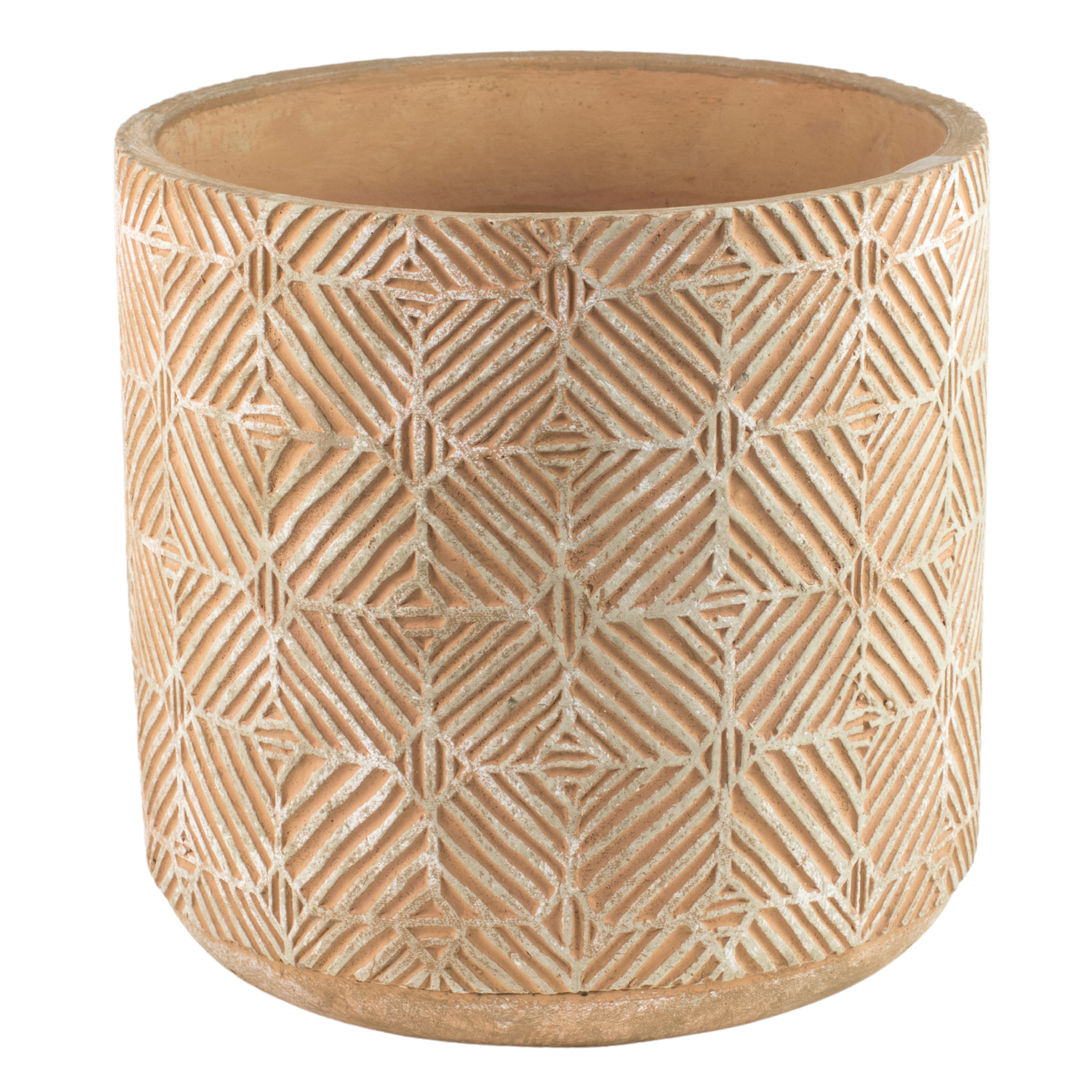 Osłonka doniczki betonowa Jana 17.5cm żółta wzór geometryczny - Leroy ...