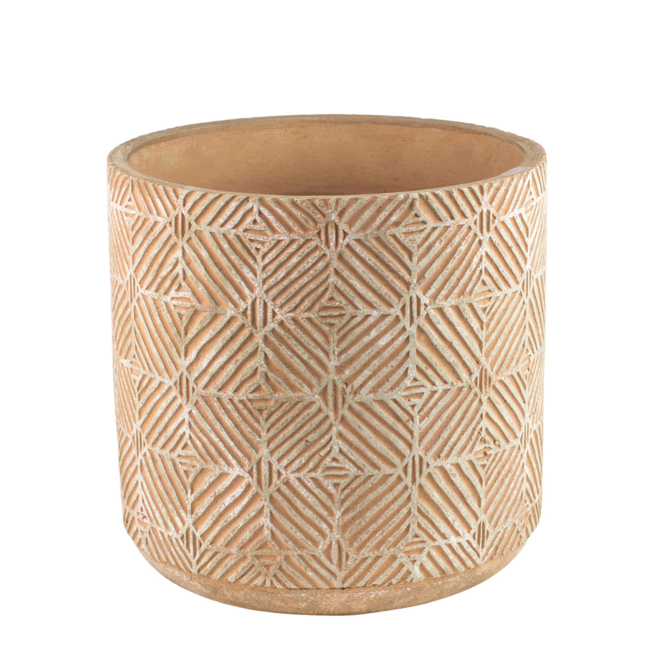 Osłonka doniczki betonowa Jana 14cm żółta wzór geometryczny